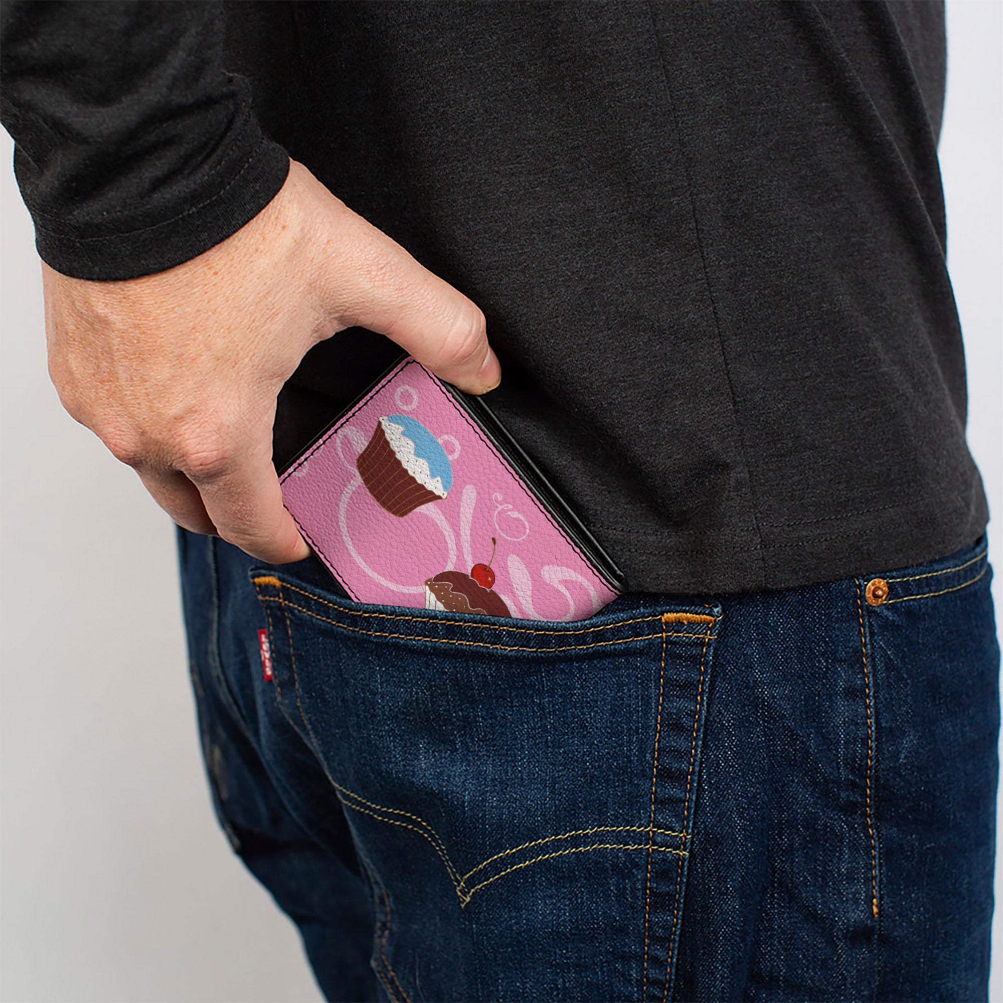 Bi-Fold Wallet - Cupcake Swirls Pink/Multi Color