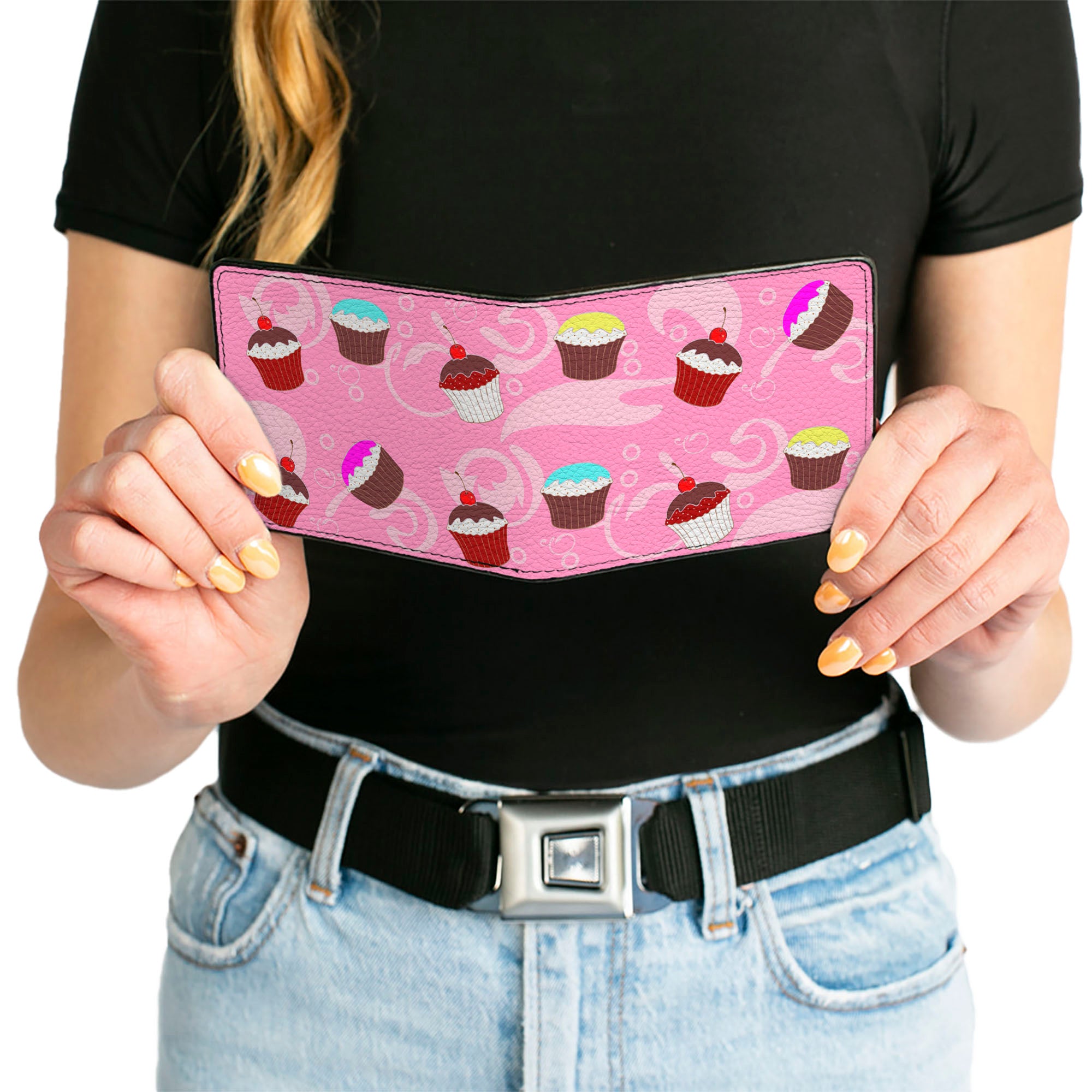 Bi-Fold Wallet - Cupcake Swirls Pink/Multi Color