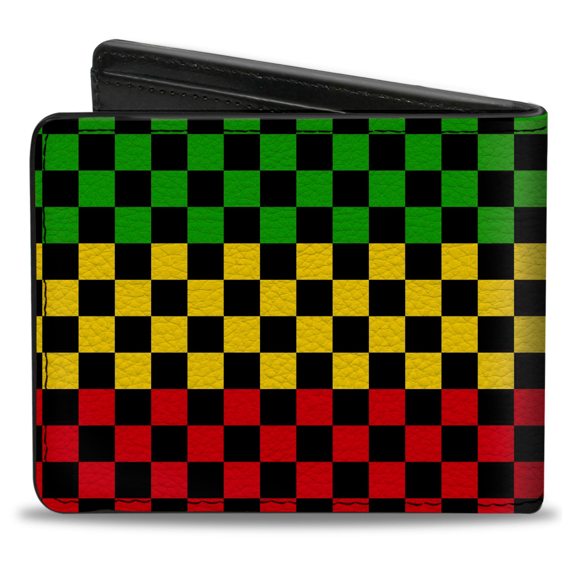 Bi-Fold Wallet - Checker Black/Rasta Bi-Fold Wallets Buckle-Down
