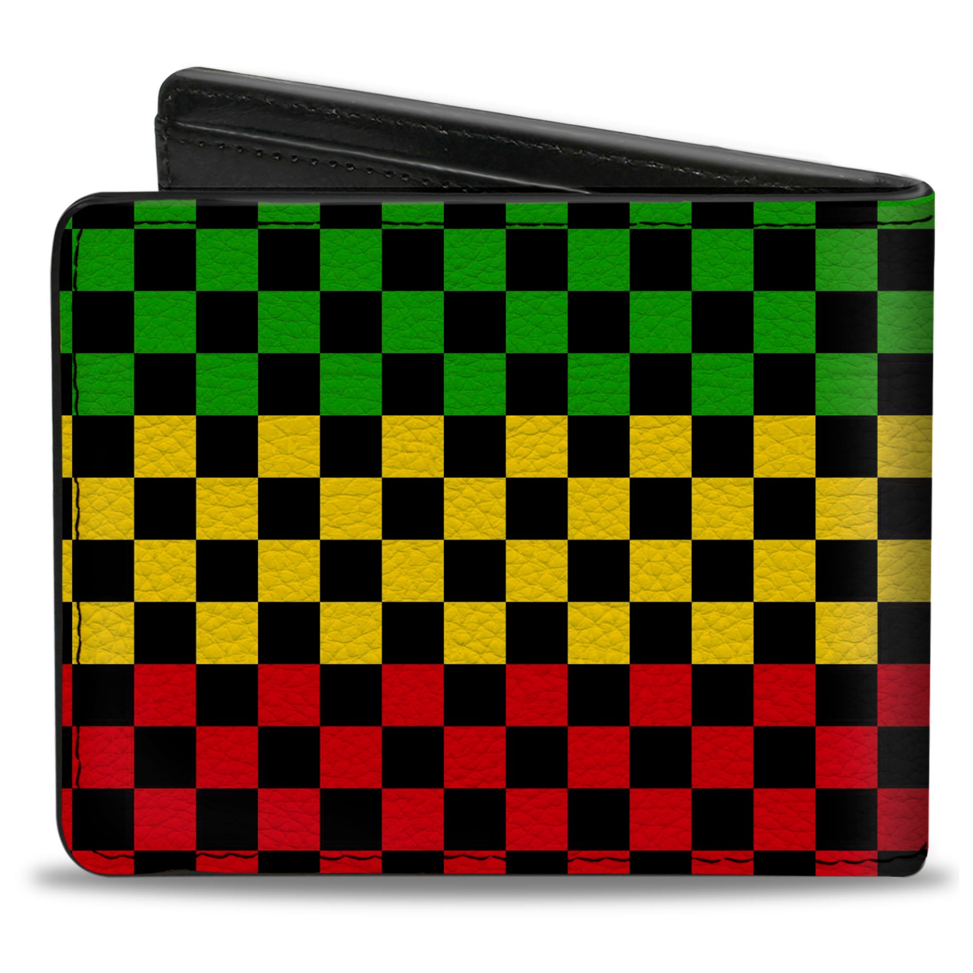 Bi-Fold Wallet - Checker Black/Rasta Bi-Fold Wallets Buckle-Down