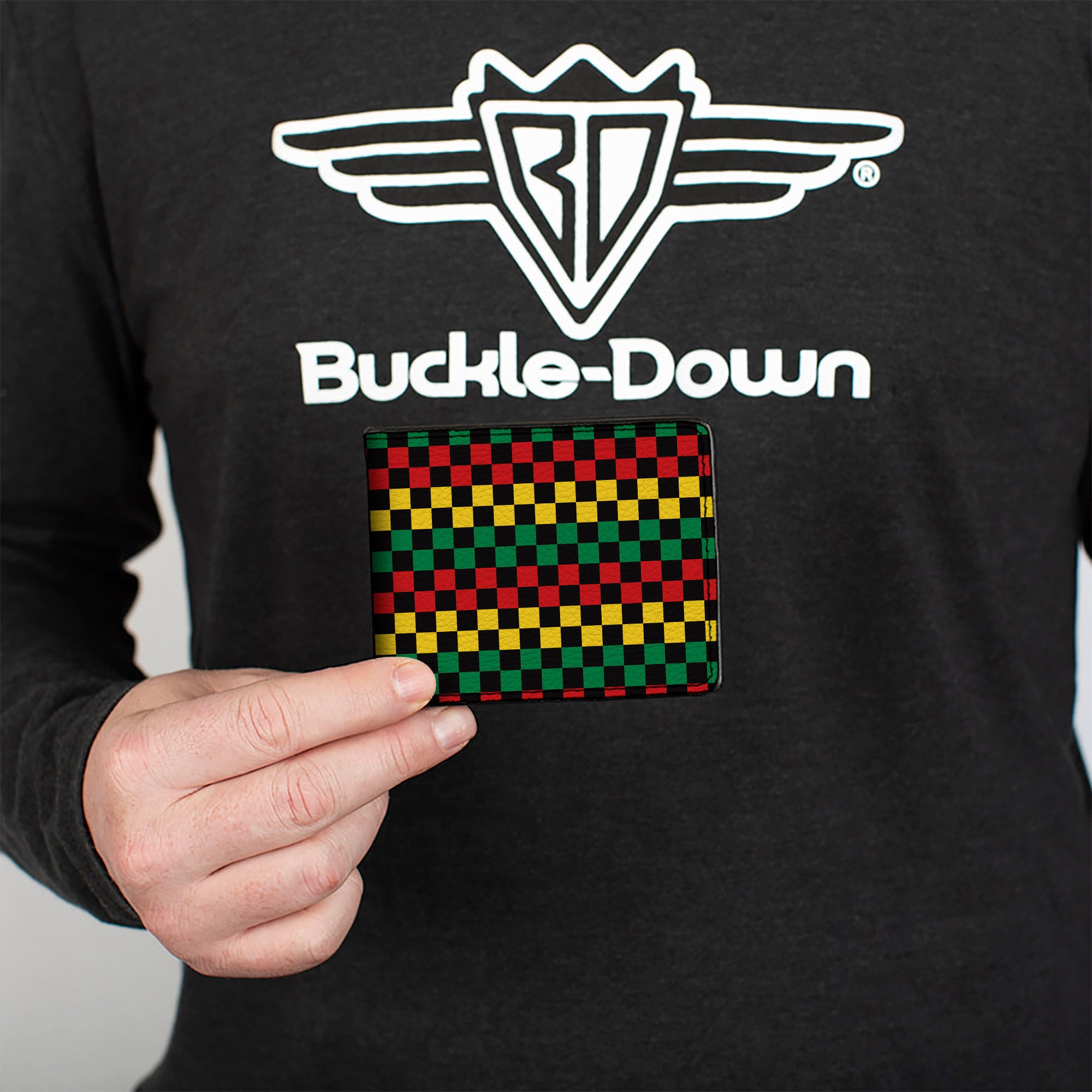 Bi-Fold Wallet - Checker Black/Rasta Bi-Fold Wallets Buckle-Down