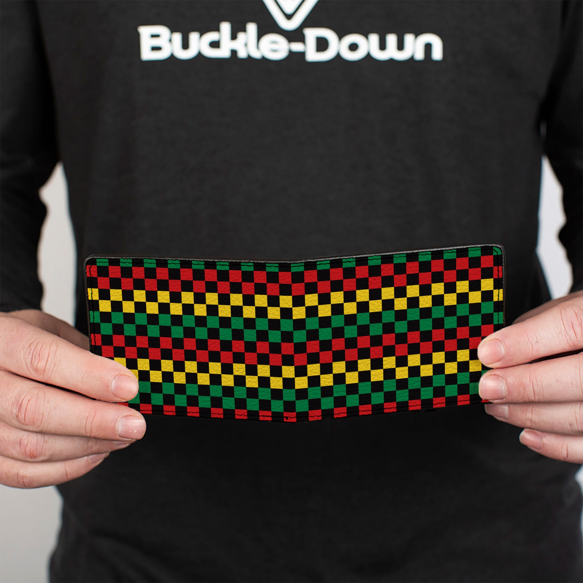 Bi-Fold Wallet - Checker Black/Rasta Bi-Fold Wallets Buckle-Down