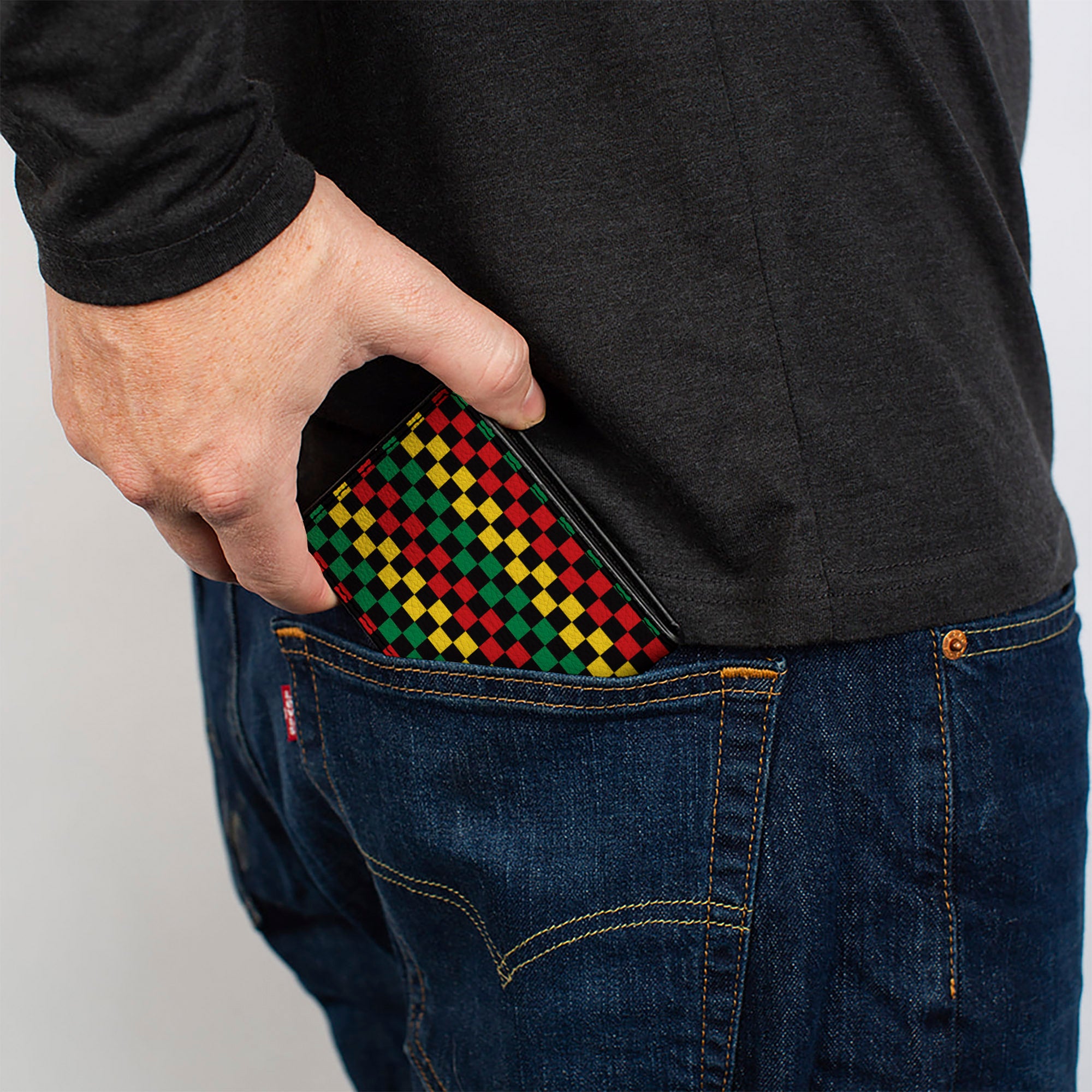 Bi-Fold Wallet - Checker Black/Rasta Bi-Fold Wallets Buckle-Down