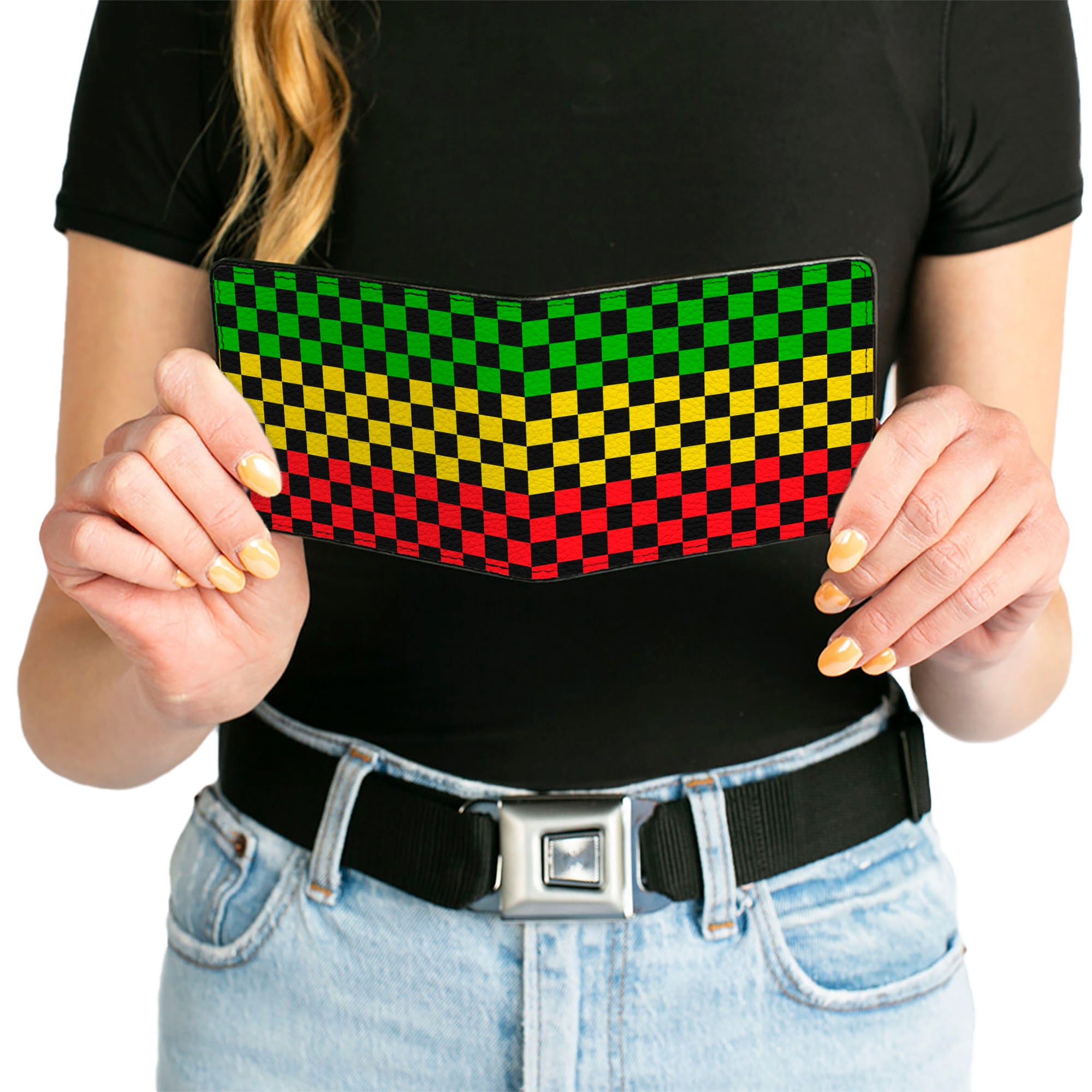 Bi-Fold Wallet - Checker Black/Rasta Bi-Fold Wallets Buckle-Down