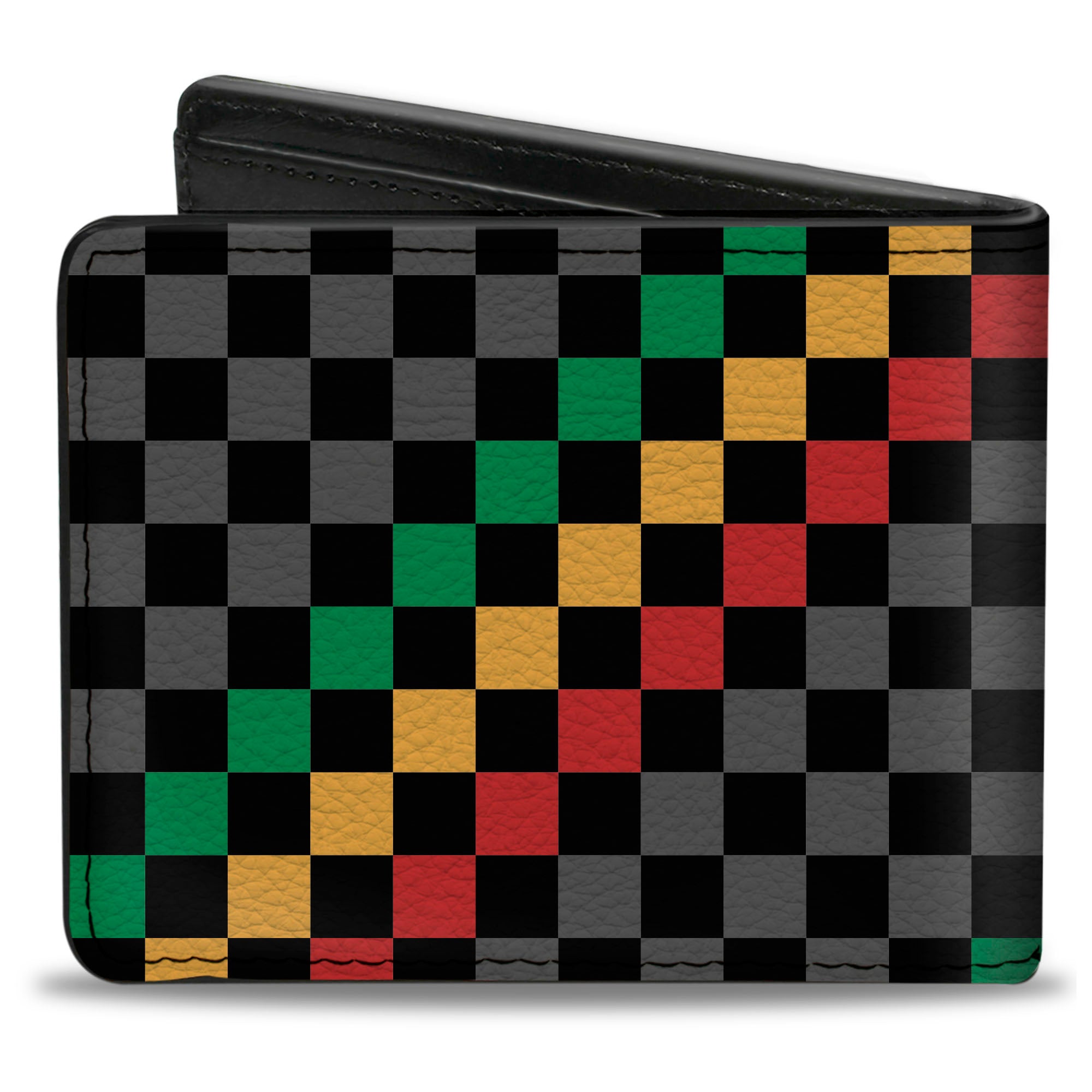 Bi-Fold Wallet - Checker Stripe Black Gray Rasta Bi-Fold Wallets Buckle-Down