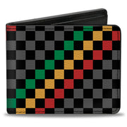 Bi-Fold Wallet - Checker Stripe Black Gray Rasta Bi-Fold Wallets Buckle-Down