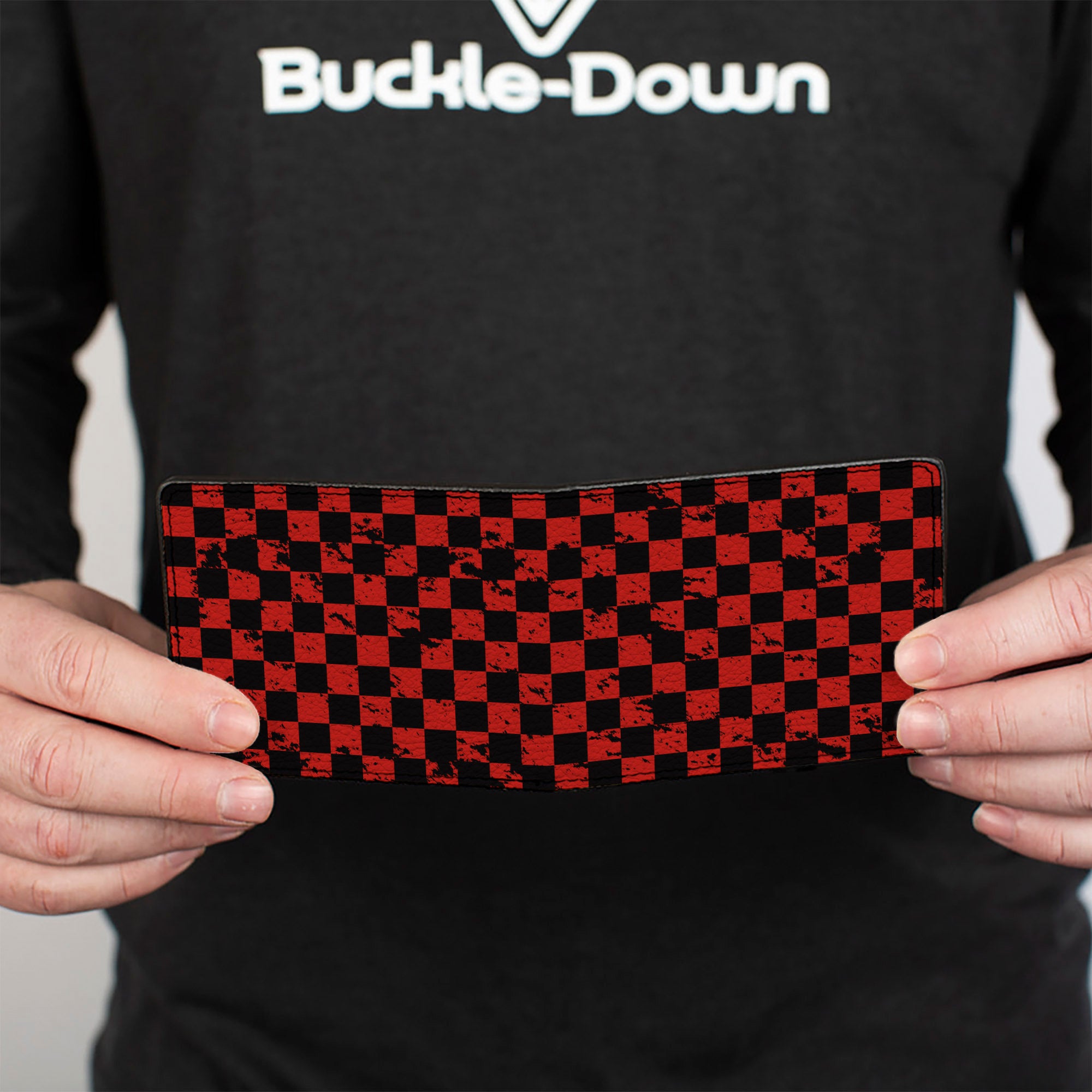 Bi-Fold Wallet - Checker Weathered Black/Red Bi-Fold Wallets Buckle-Down