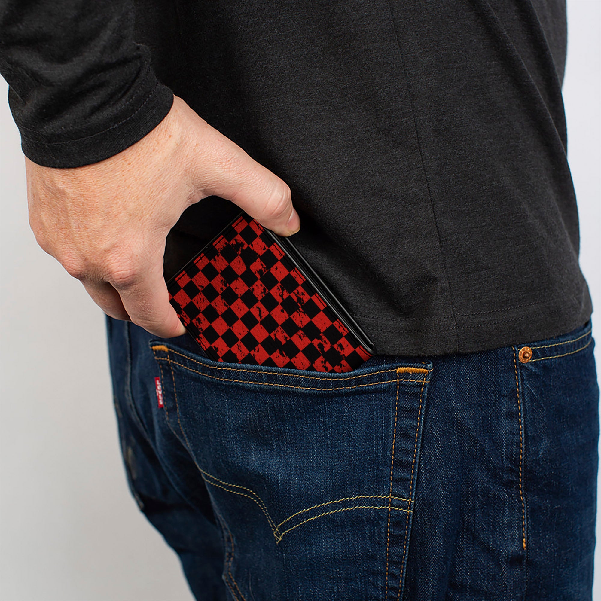Bi-Fold Wallet - Checker Weathered Black/Red Bi-Fold Wallets Buckle-Down