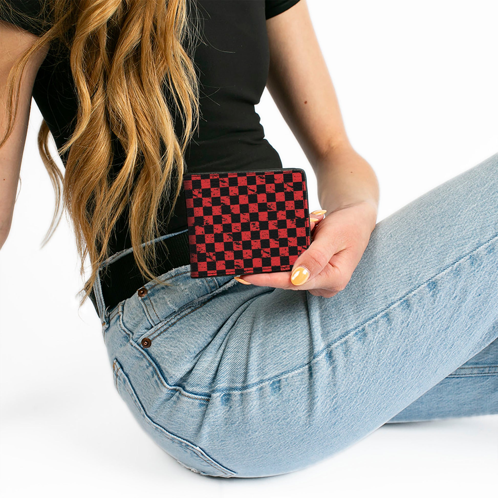 Bi-Fold Wallet - Checker Weathered Black/Red Bi-Fold Wallets Buckle-Down