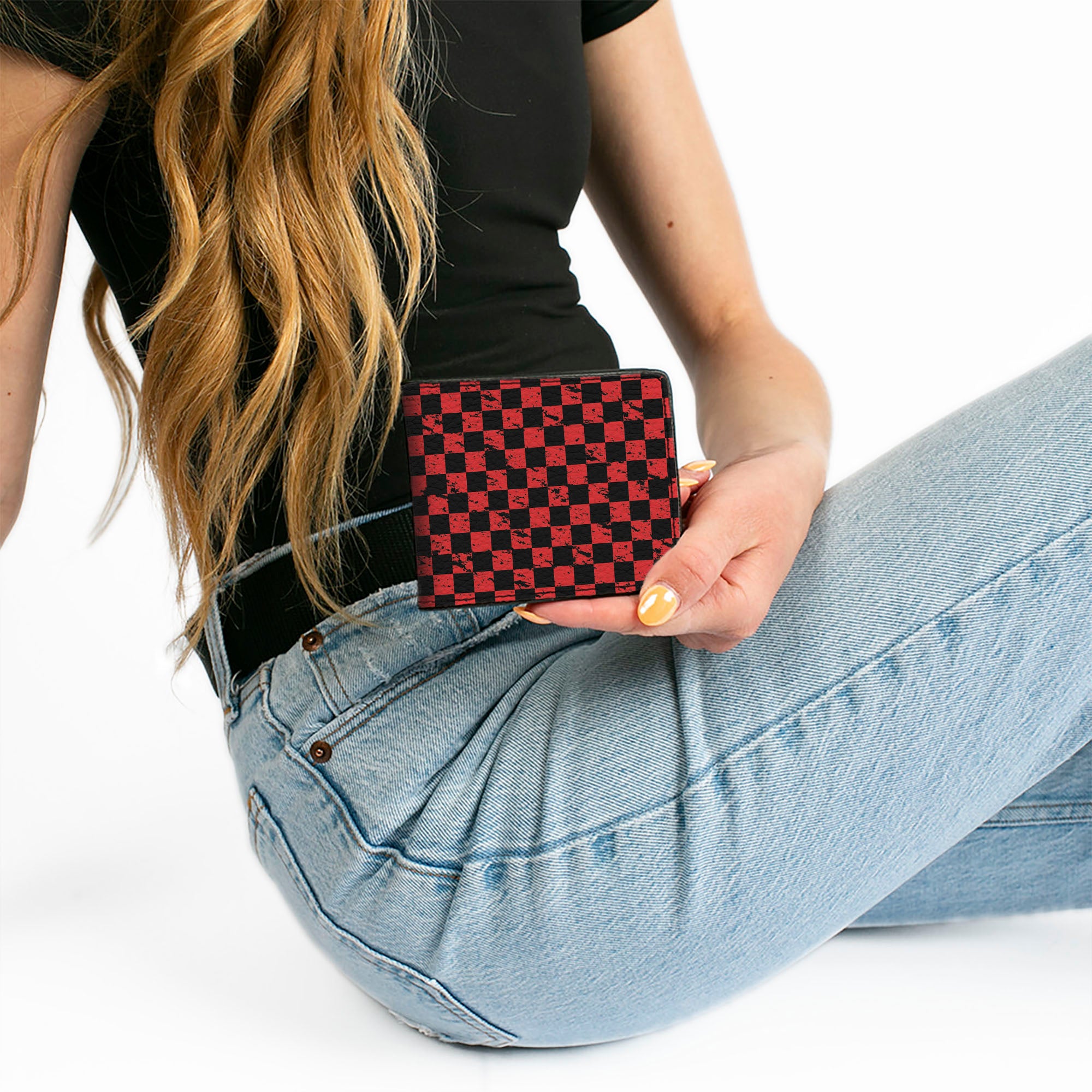 Bi-Fold Wallet - Checker Weathered Black/Red Bi-Fold Wallets Buckle-Down