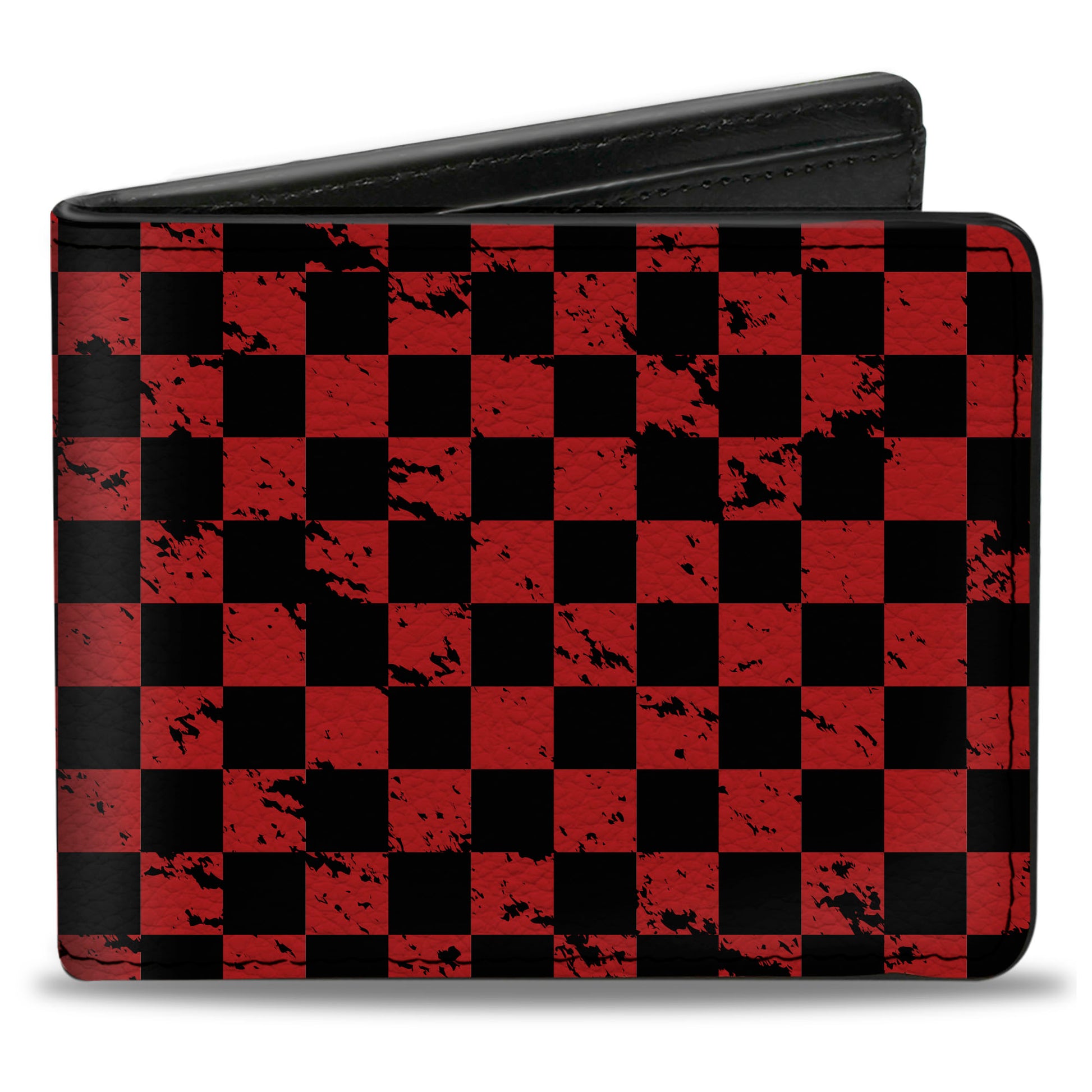 Bi-Fold Wallet - Checker Weathered Black/Red Bi-Fold Wallets Buckle-Down