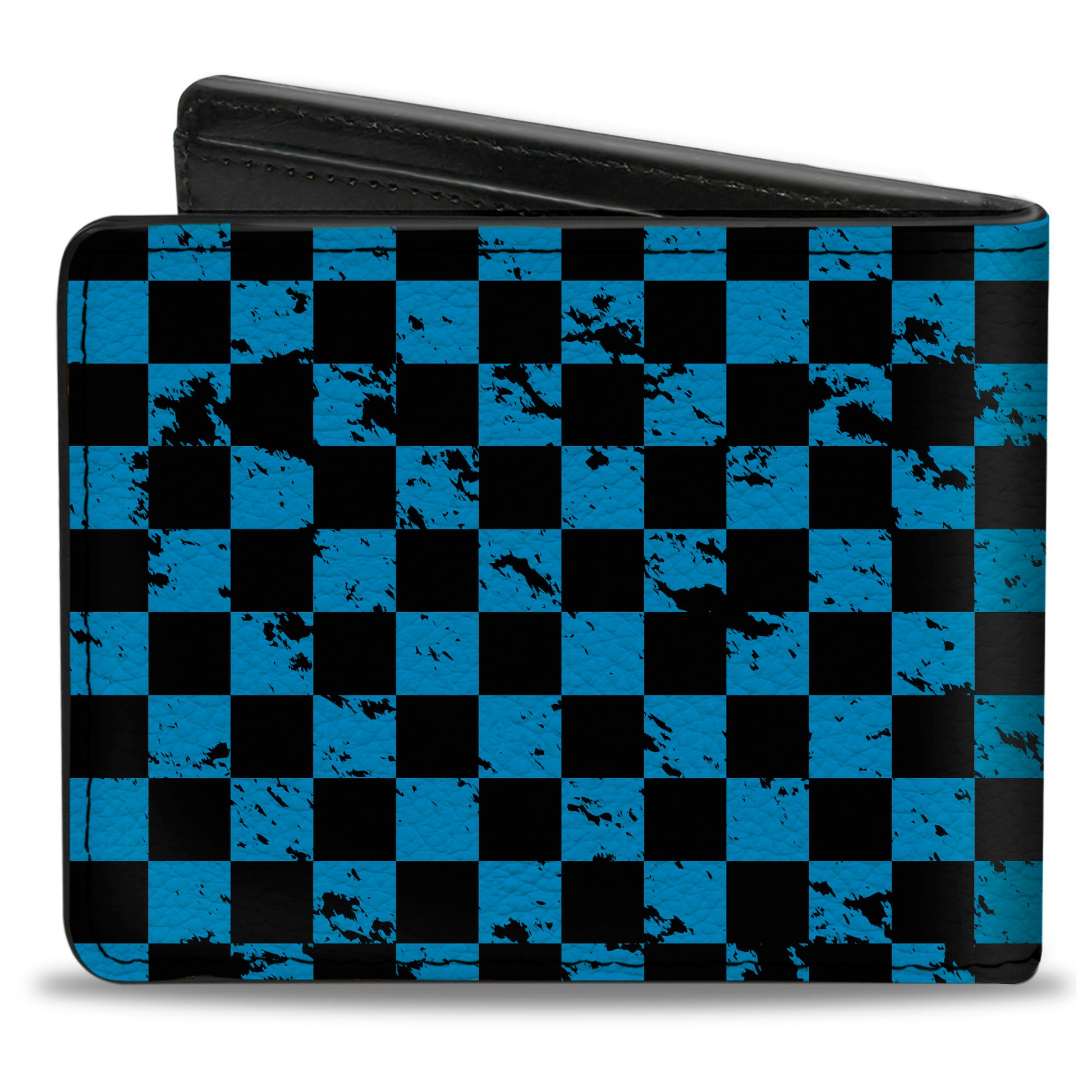 Bi-Fold Wallet - Checker Weathered Black/Turquoise Bi-Fold Wallets Buckle-Down