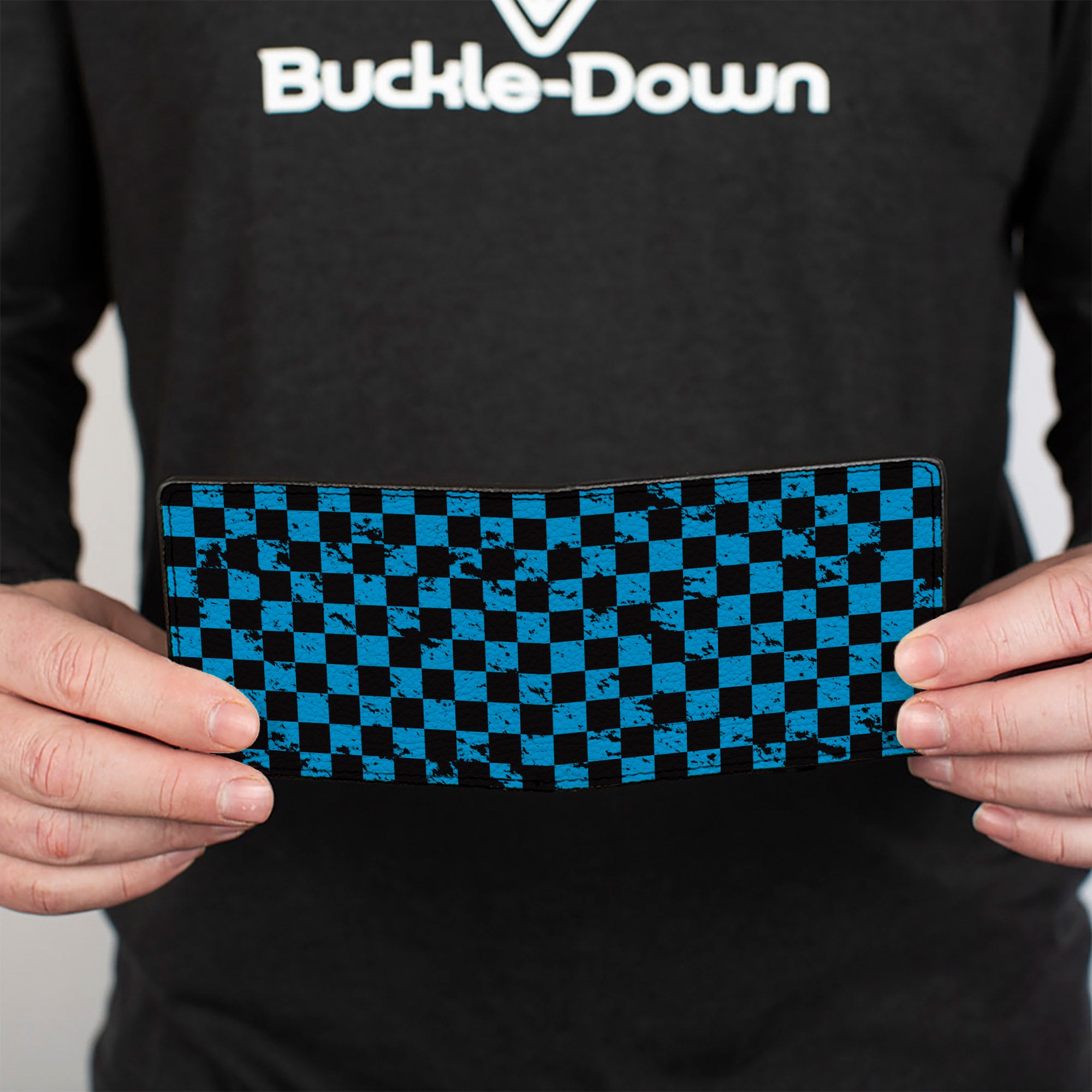 Bi-Fold Wallet - Checker Weathered Black/Turquoise Bi-Fold Wallets Buckle-Down