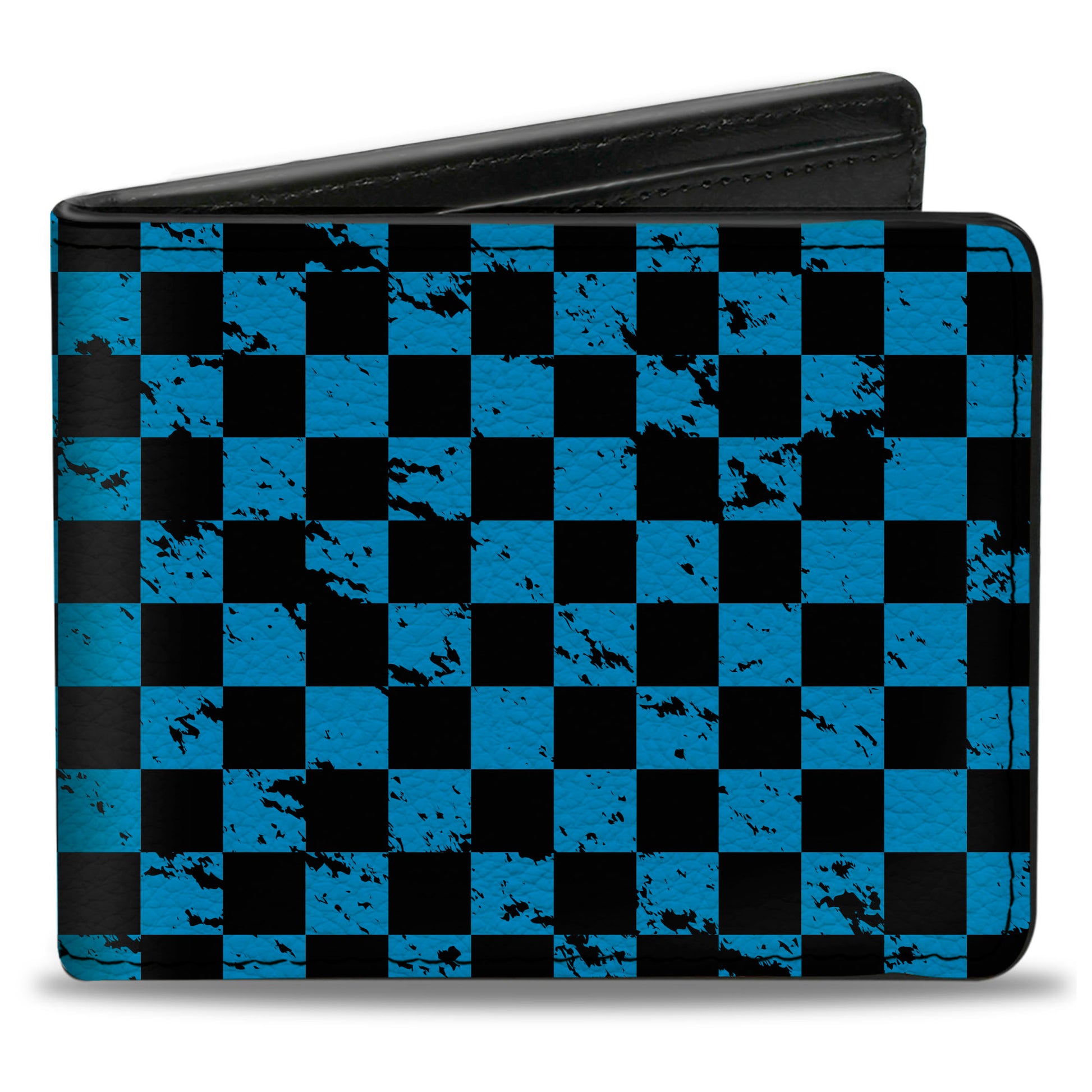 Bi-Fold Wallet - Checker Weathered Black/Turquoise Bi-Fold Wallets Buckle-Down