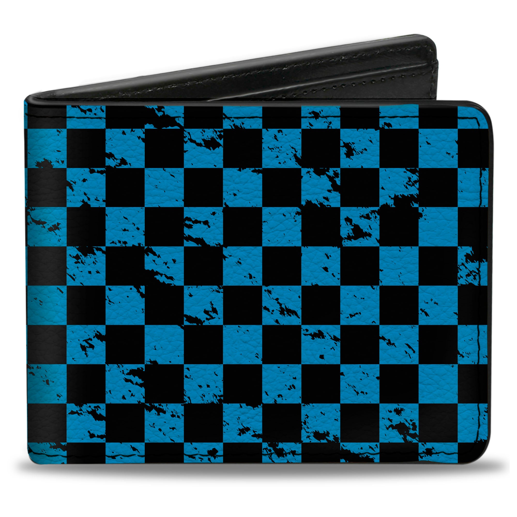 Bi-Fold Wallet - Checker Weathered Black/Turquoise Bi-Fold Wallets Buckle-Down