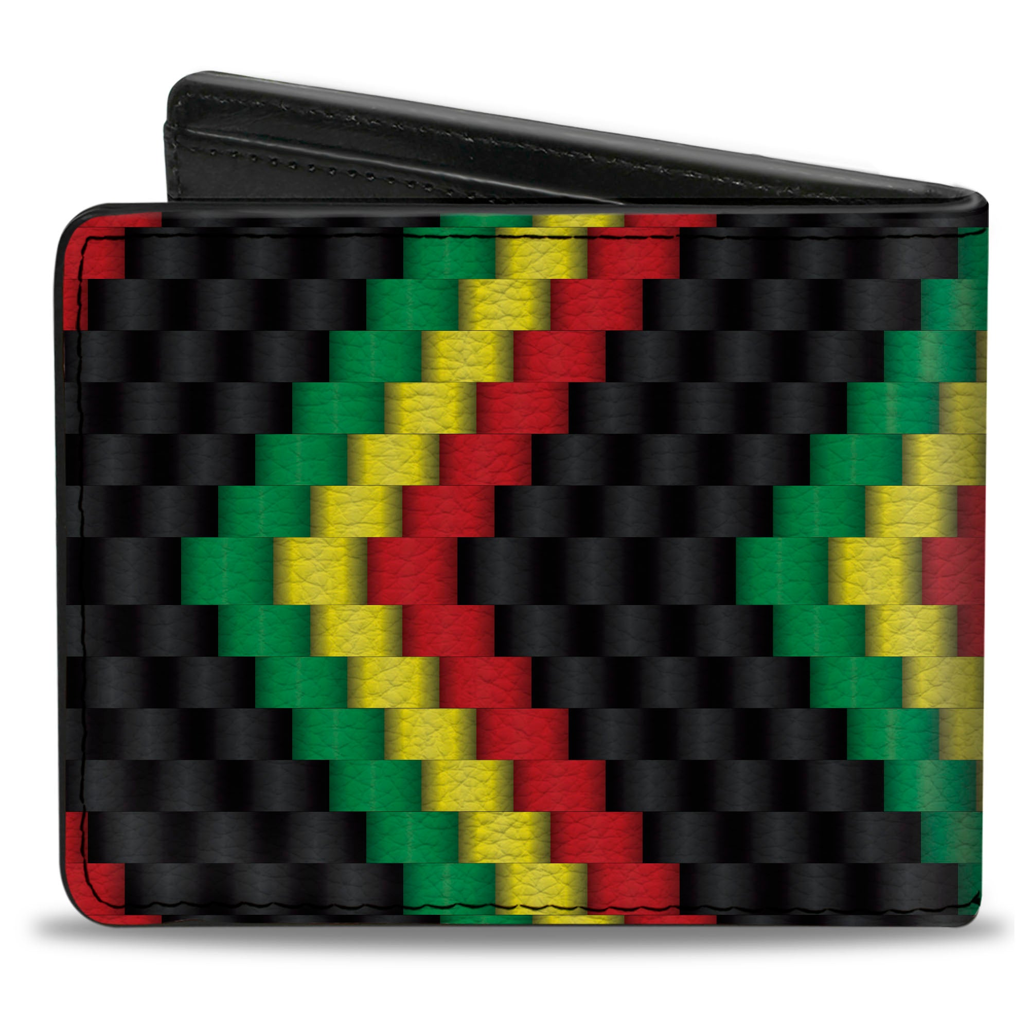 Bi-Fold Wallet - Chevron Weave Black/Rasta Bi-Fold Wallets Buckle-Down