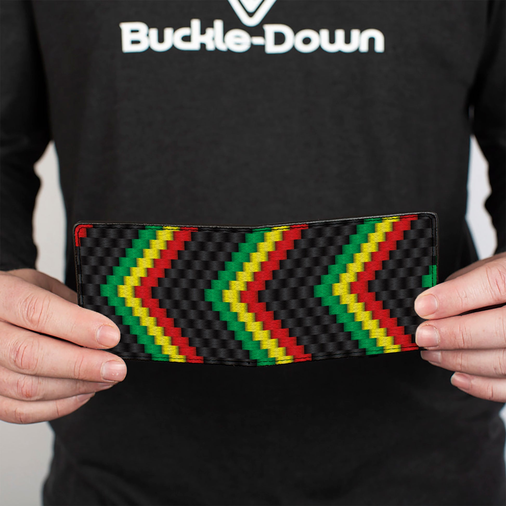 Bi-Fold Wallet - Chevron Weave Black/Rasta Bi-Fold Wallets Buckle-Down