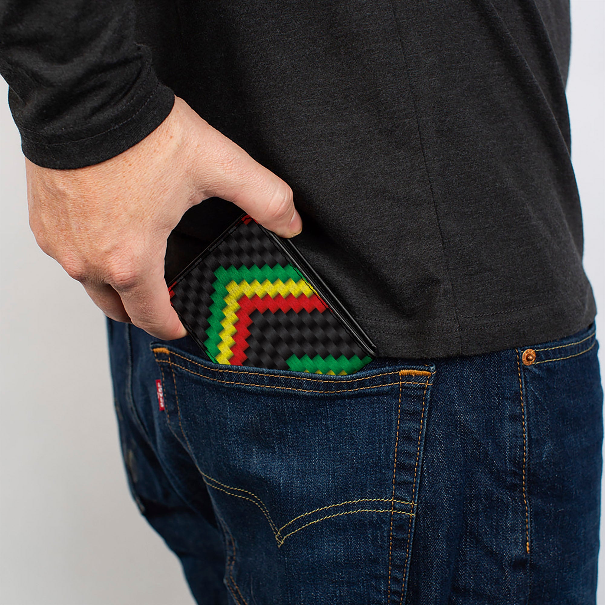 Bi-Fold Wallet - Chevron Weave Black/Rasta Bi-Fold Wallets Buckle-Down