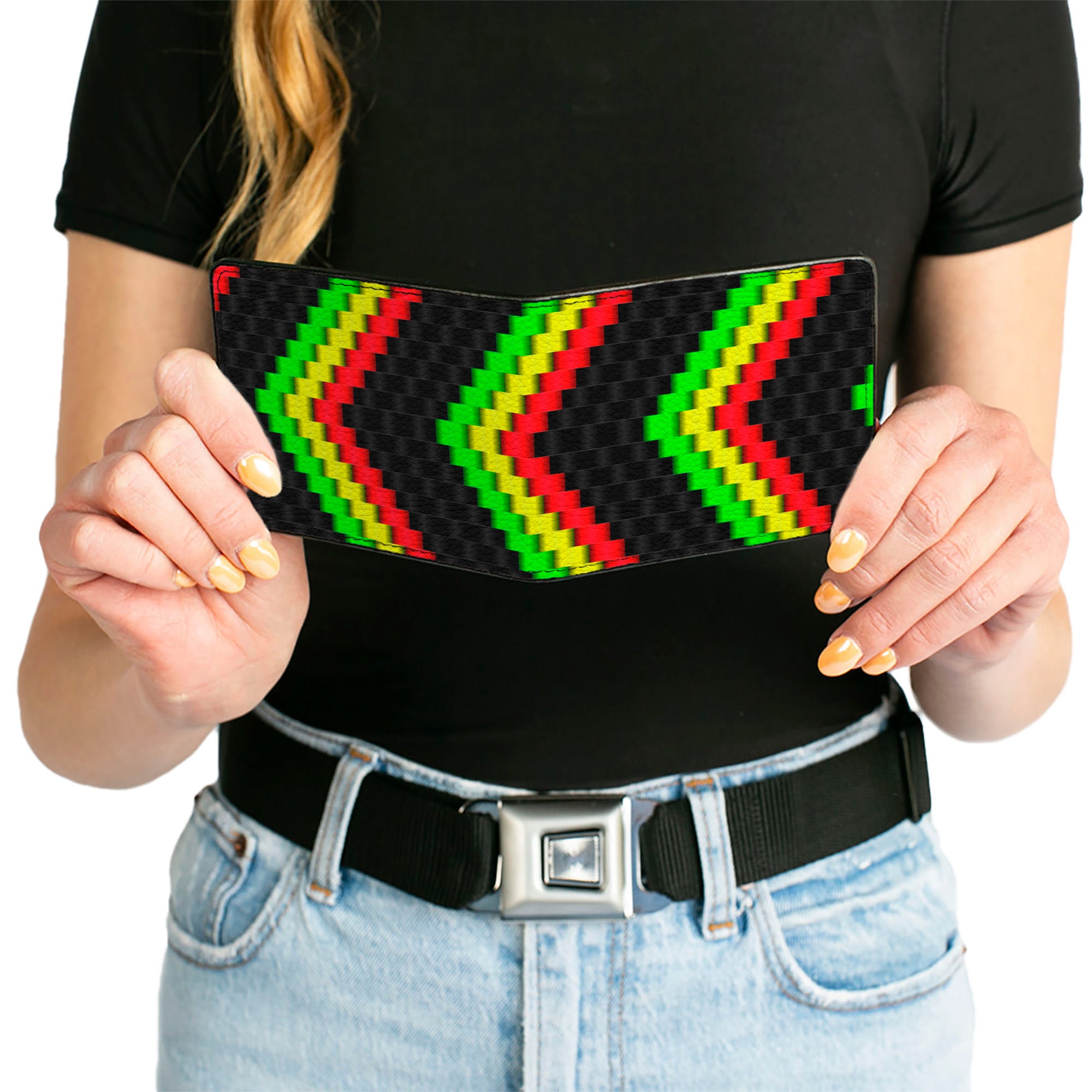Bi-Fold Wallet - Chevron Weave Black/Rasta Bi-Fold Wallets Buckle-Down