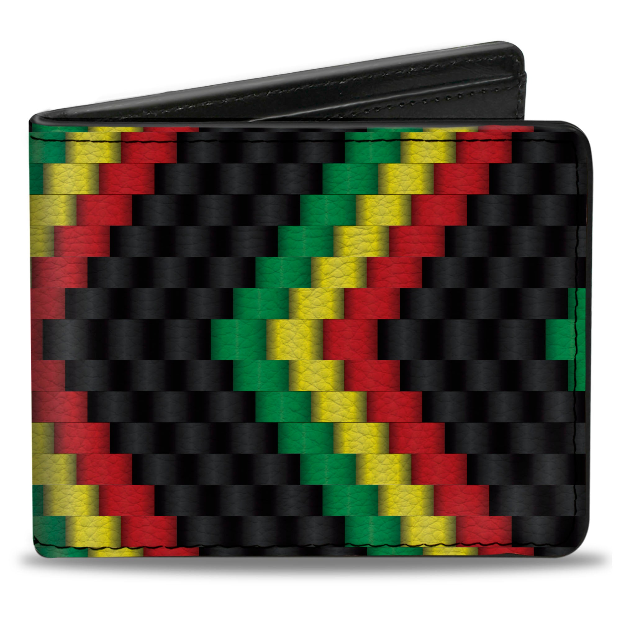 Bi-Fold Wallet - Chevron Weave Black/Rasta Bi-Fold Wallets Buckle-Down