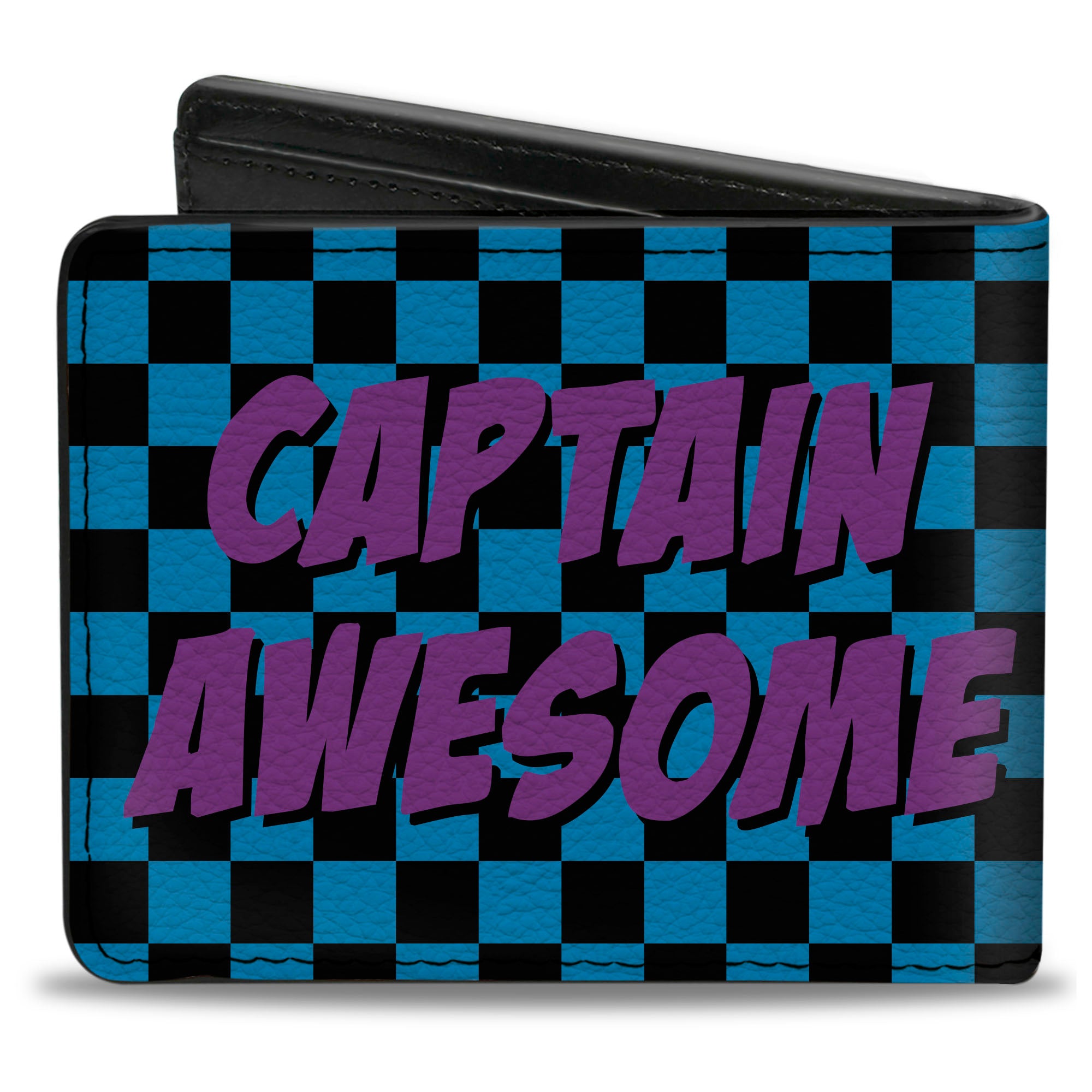 Bi-Fold Wallet - CAPTAIN AWESOME Turquoise Checker Fuchsia Bi-Fold Wallets Buckle-Down