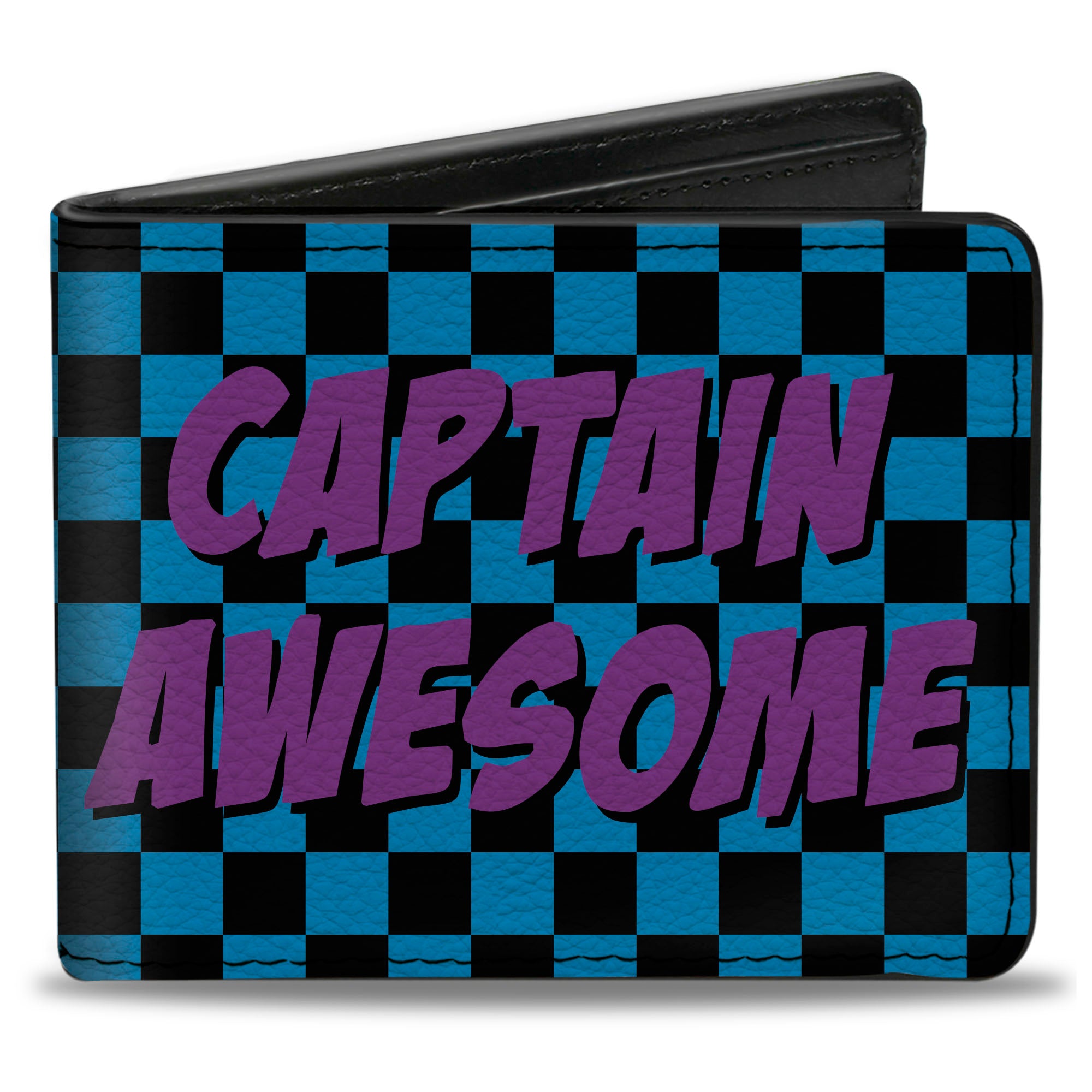 Bi-Fold Wallet - CAPTAIN AWESOME Turquoise Checker Fuchsia Bi-Fold Wallets Buckle-Down