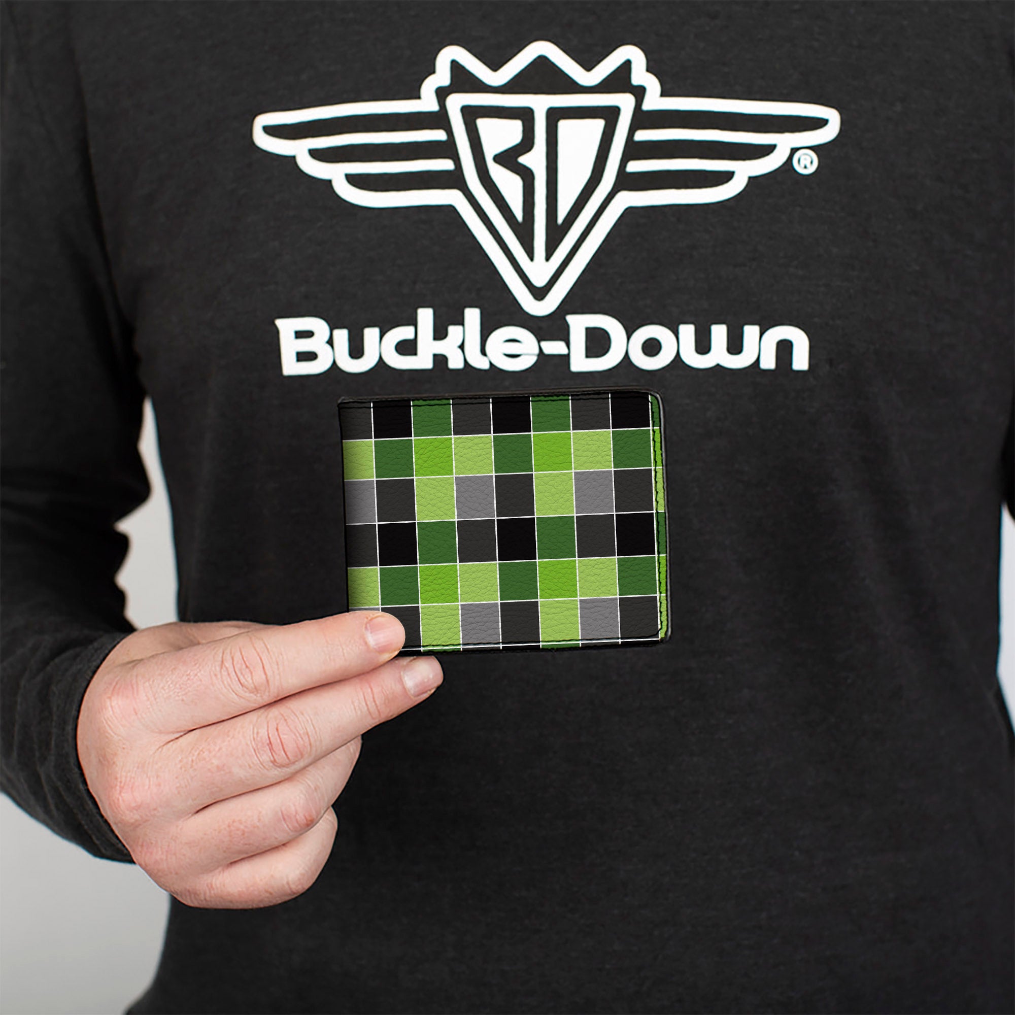 Bi-Fold Wallet - Checker Mosaic Green Bi-Fold Wallets Buckle-Down