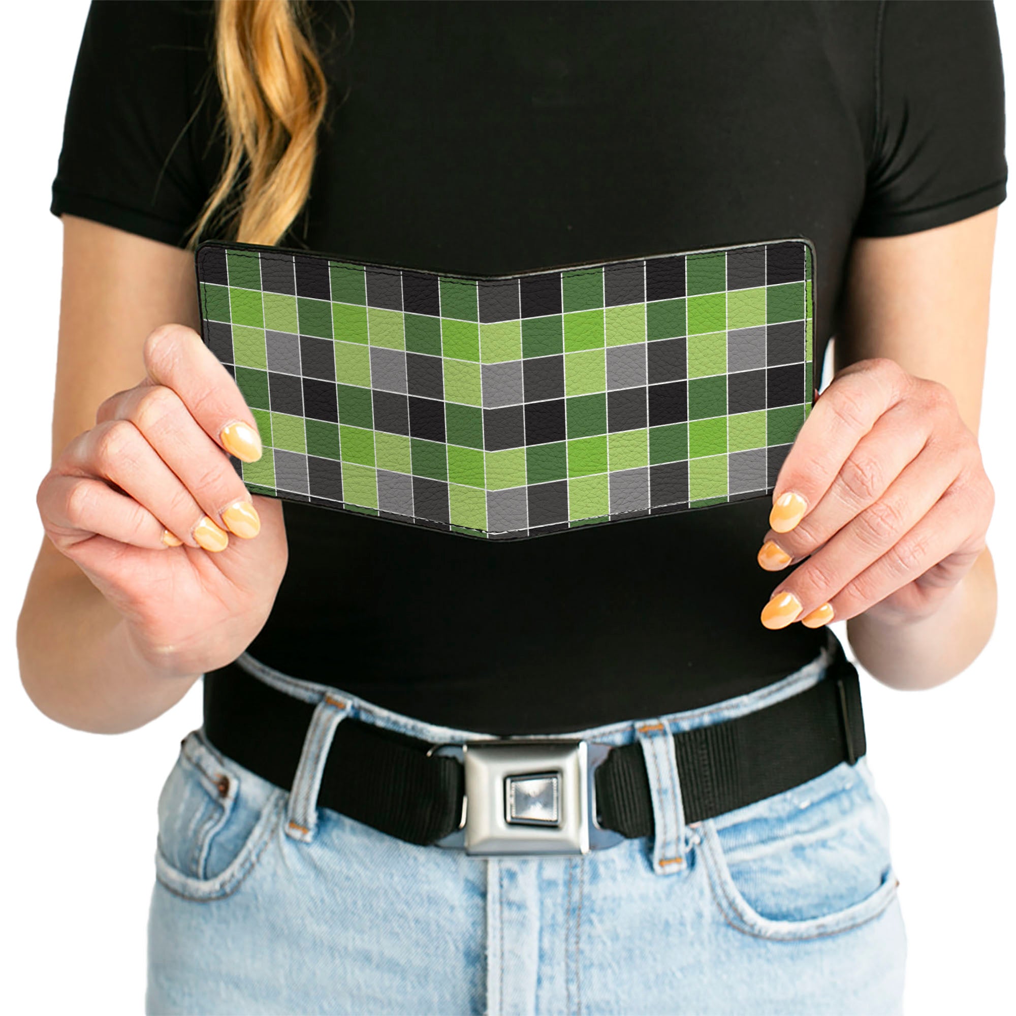 Bi-Fold Wallet - Checker Mosaic Green Bi-Fold Wallets Buckle-Down