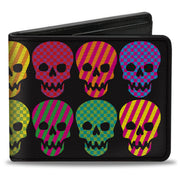 Bi-Fold Wallet - Checker & Stripe Skulls Black Multi Neon Bi-Fold Wallets Buckle-Down