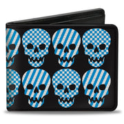 Bi-Fold Wallet - Checker & Stripe Skulls Black White Baby Blue Bi-Fold Wallets Buckle-Down