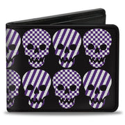 Bi-Fold Wallet - Checker & Stripe Skulls Black White Purple Bi-Fold Wallets Buckle-Down
