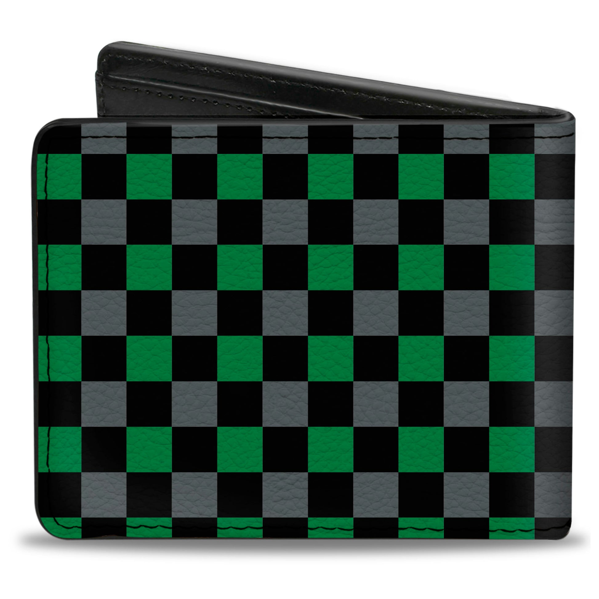 Bi-Fold Wallet - Checker Black Gray 1 Green Bi-Fold Wallets Buckle-Down