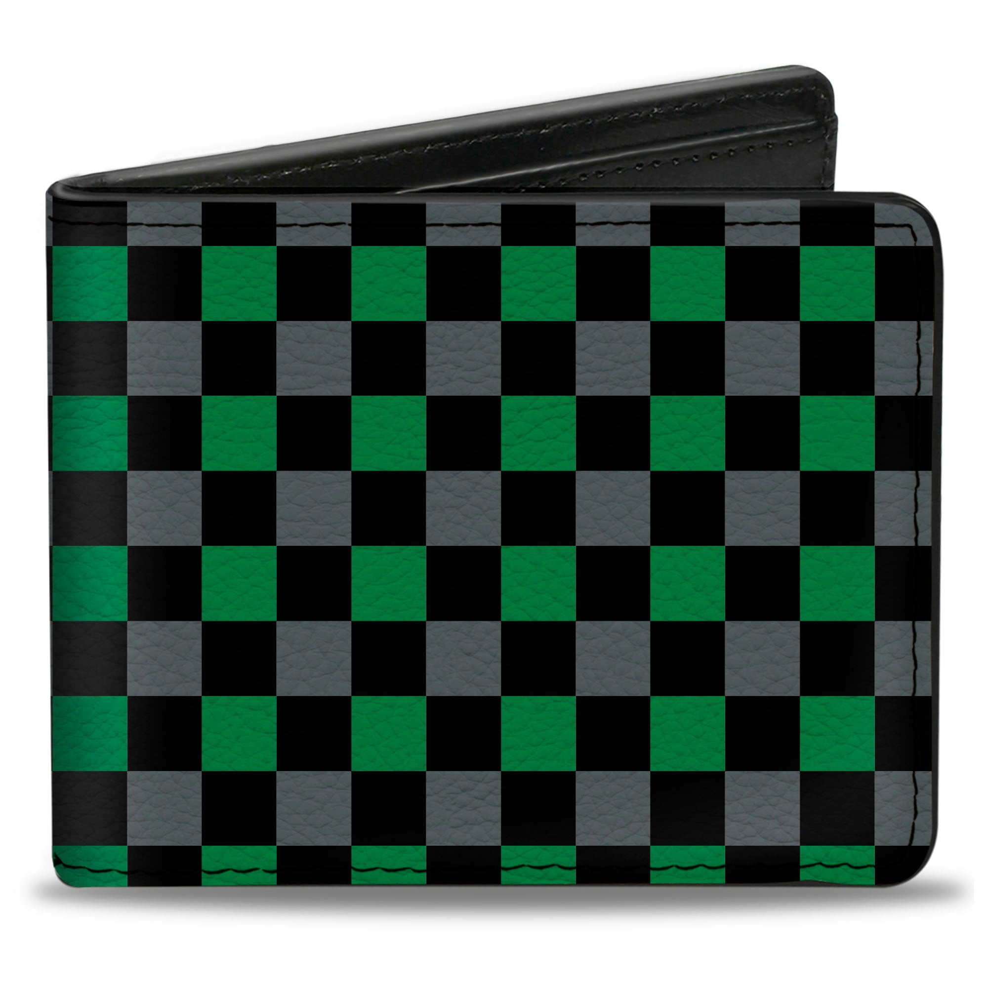 Bi-Fold Wallet - Checker Black Gray 1 Green Bi-Fold Wallets Buckle-Down
