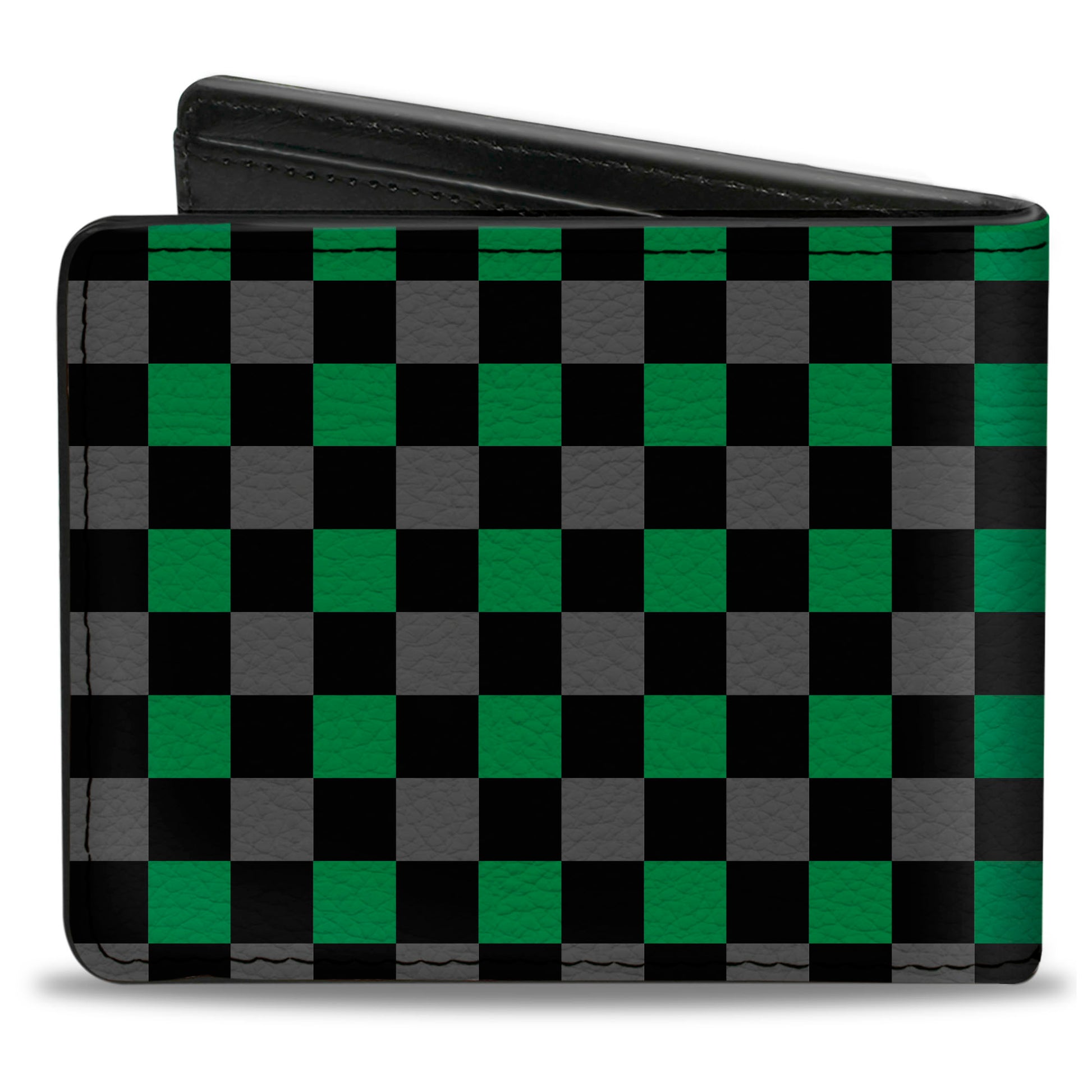 Bi-Fold Wallet - Checker Black Gray 2 Green Bi-Fold Wallets Buckle-Down