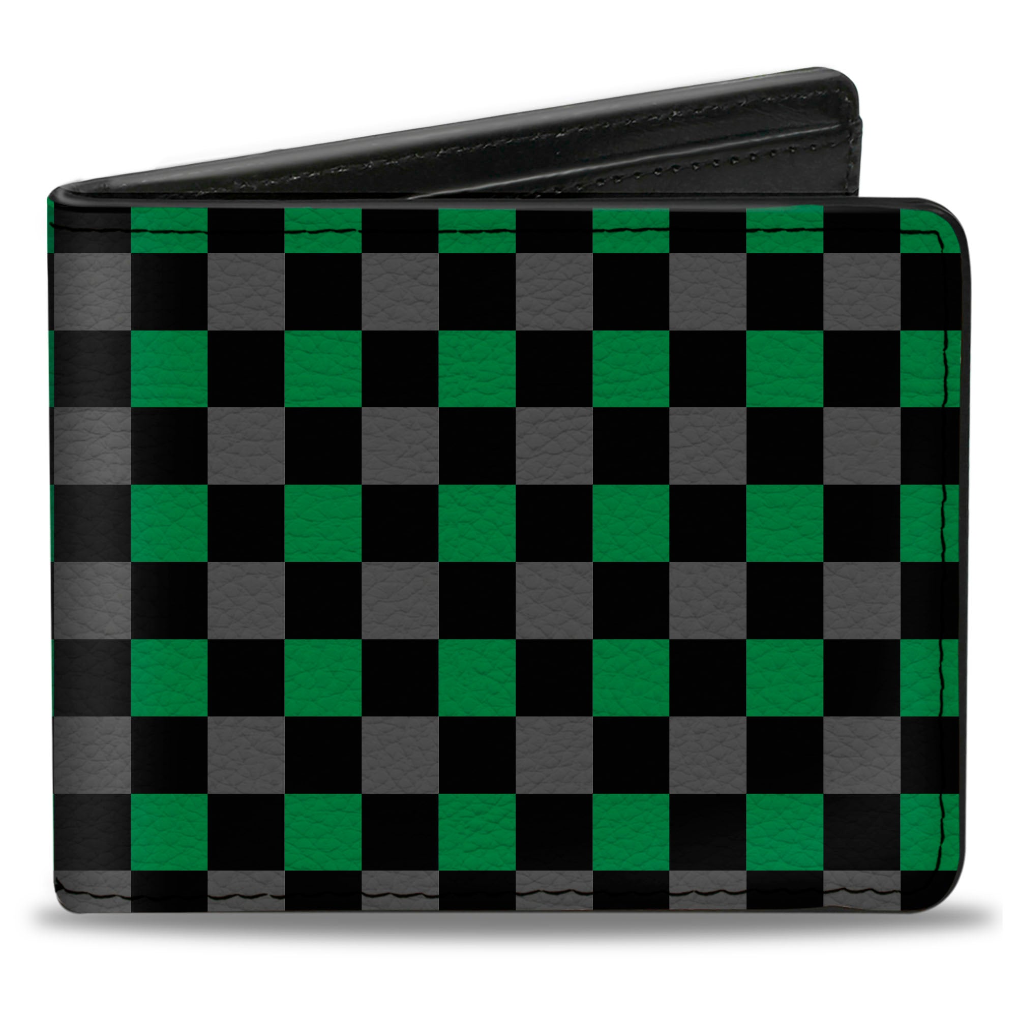 Bi-Fold Wallet - Checker Black Gray 2 Green Bi-Fold Wallets Buckle-Down