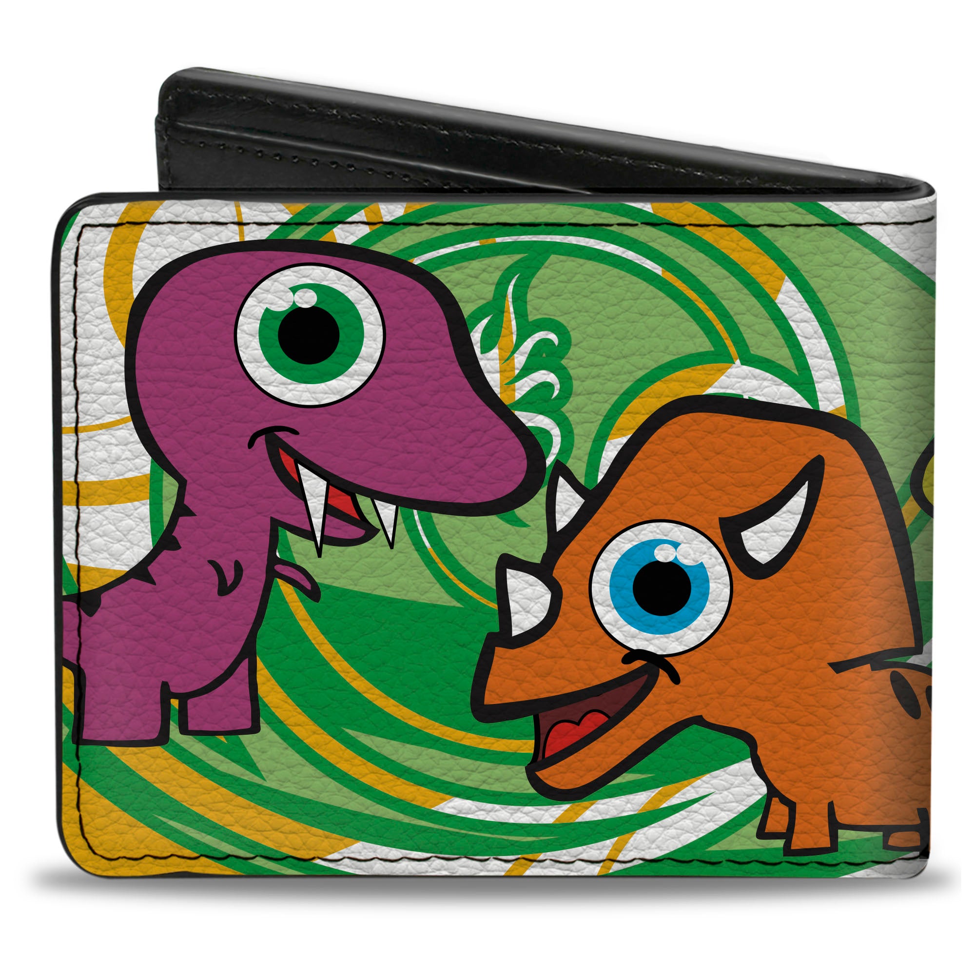 Bi-Fold Wallet - Cute Dinosaurs Yellow Green Bi-Fold Wallets Buckle-Down