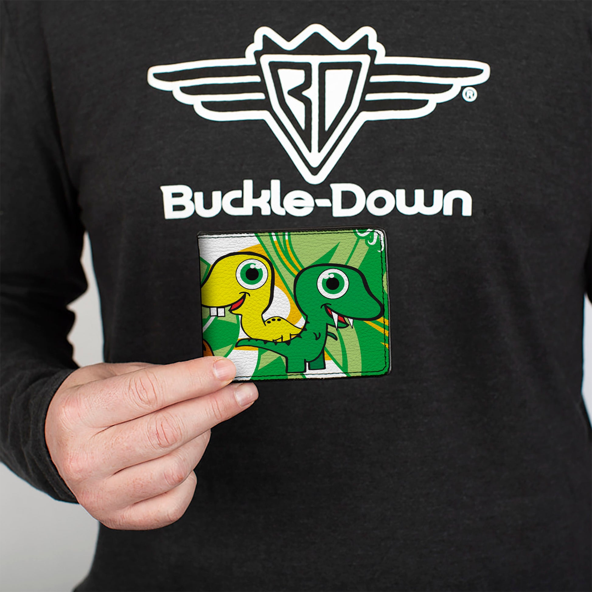 Bi-Fold Wallet - Cute Dinosaurs Yellow Green Bi-Fold Wallets Buckle-Down