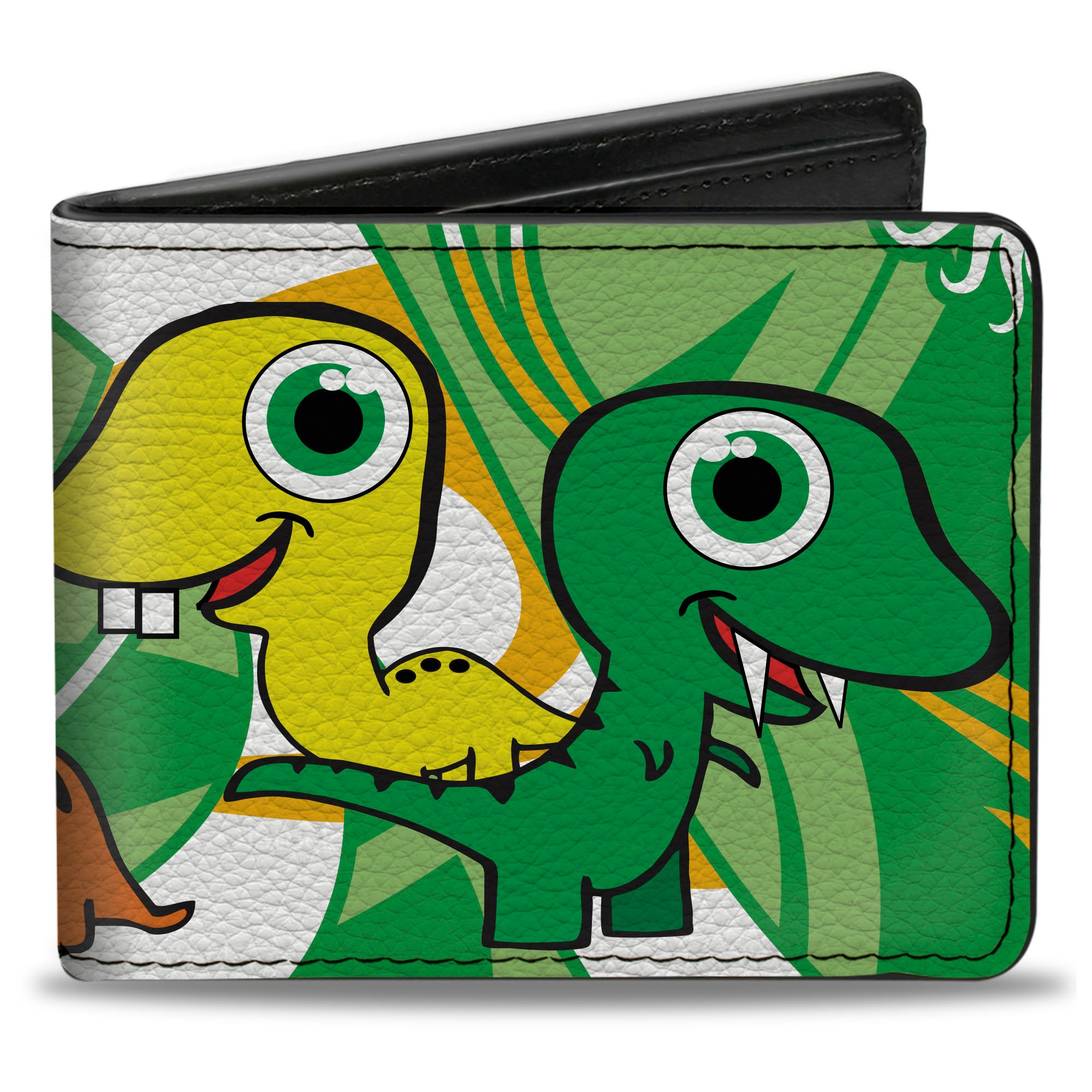 Bi-Fold Wallet - Cute Dinosaurs Yellow Green Bi-Fold Wallets Buckle-Down