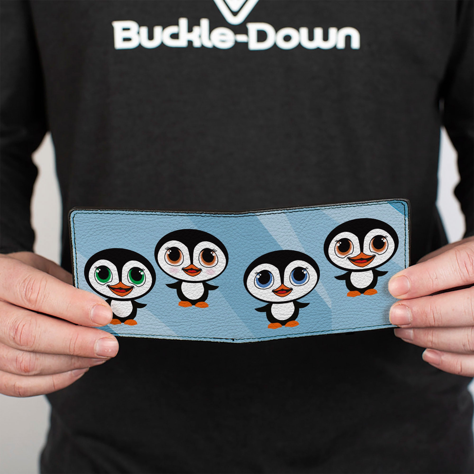 Bi-Fold Wallet - Cute Penguins Blue Bubbles Bi-Fold Wallets Buckle-Down