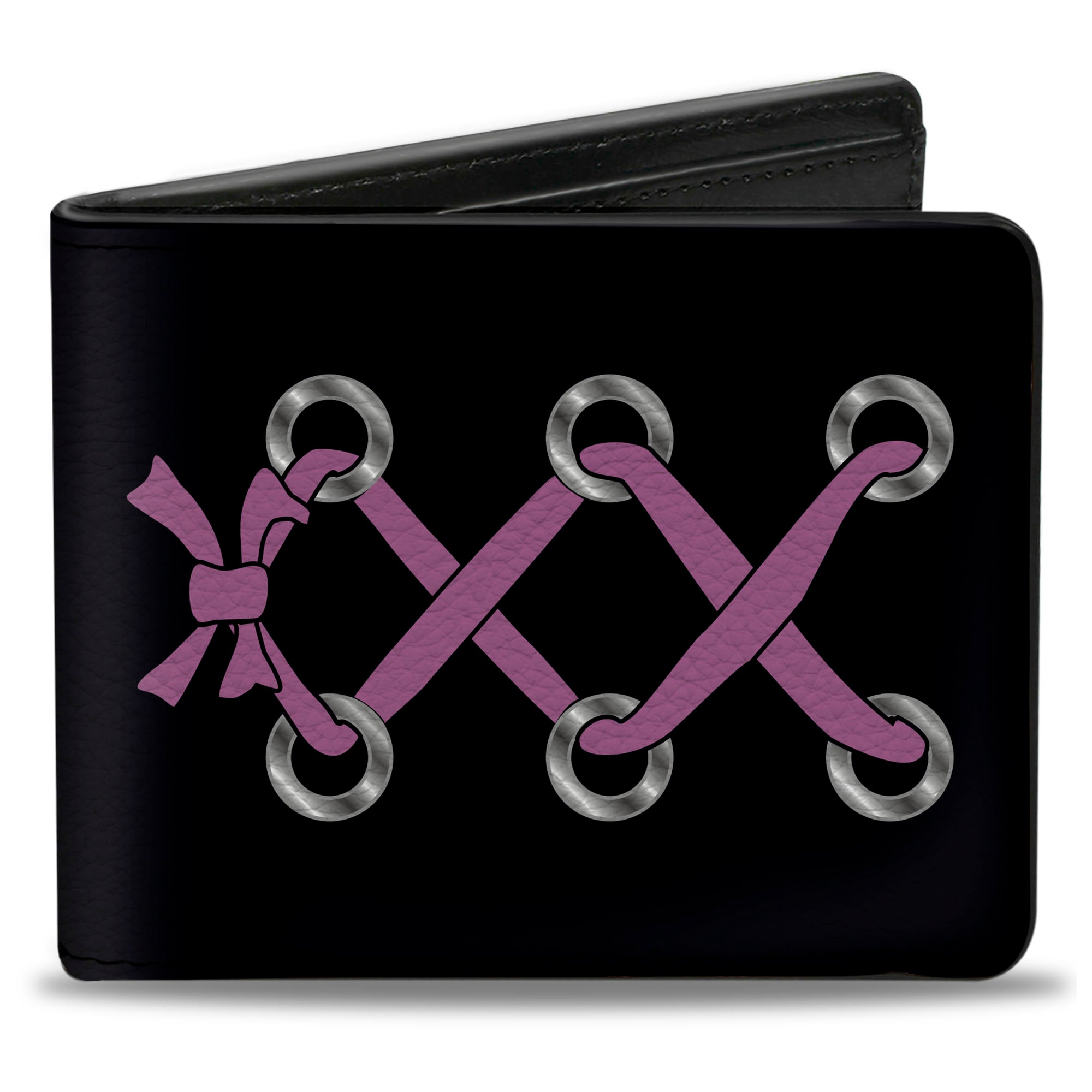 Bi-Fold Wallet - Corset Lace Up Black Fuchsia Bi-Fold Wallets Buckle-Down