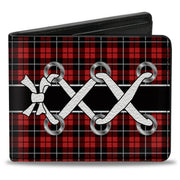 Bi-Fold Wallet - Corset Lace Up Red Plaid Black Bi-Fold Wallets Buckle-Down