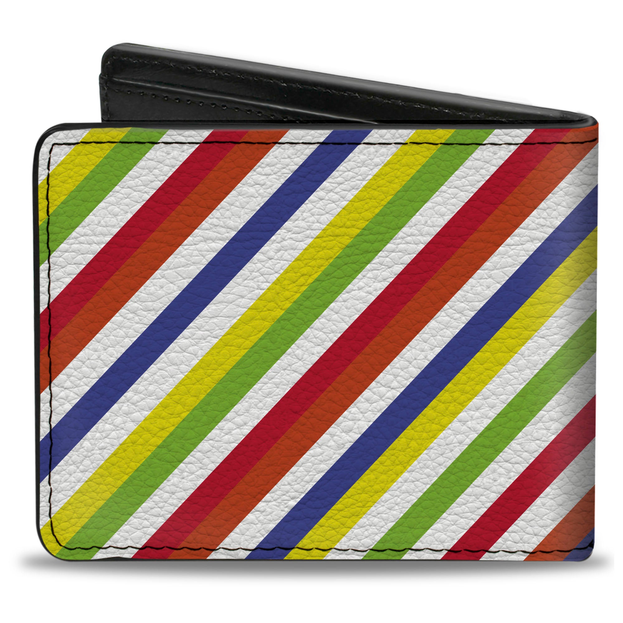 Bi-Fold Wallet - Diagonal Stripes White Multi Neon Bi-Fold Wallets Buckle-Down
