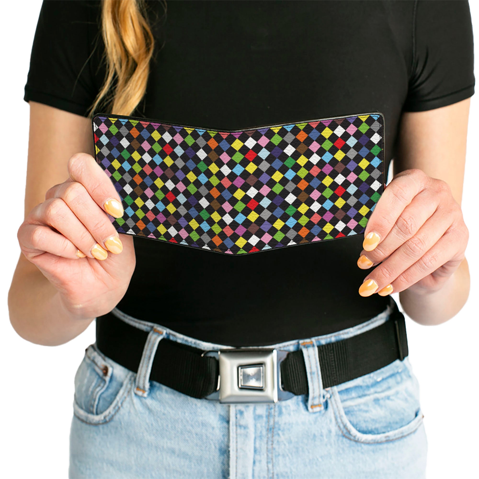 Bi-Fold Wallet - Diamonds Black Multi Color Bi-Fold Wallets Buckle-Down