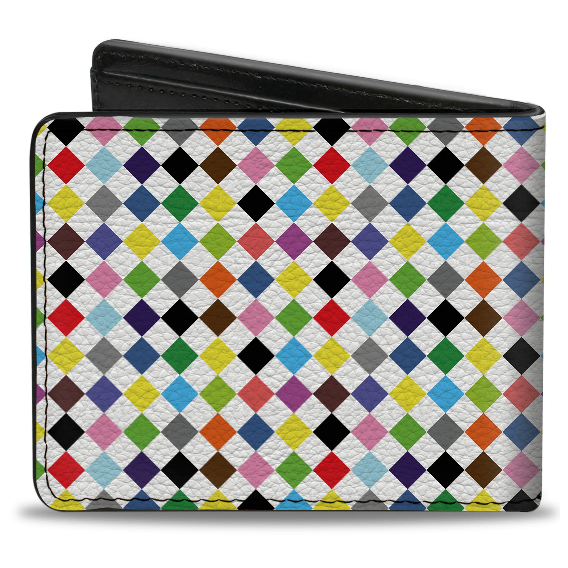 Bi-Fold Wallet - Diamonds White Multi Color Bi-Fold Wallets Buckle-Down