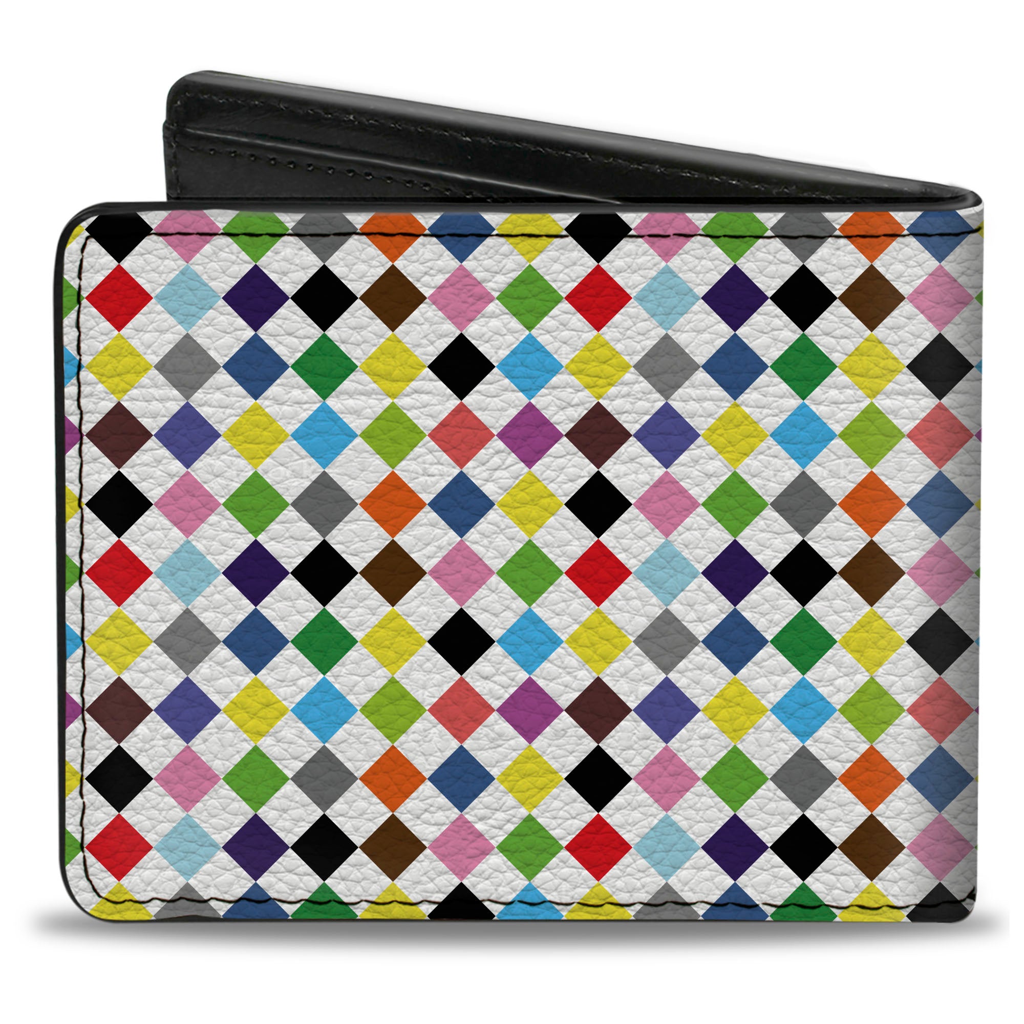 Bi-Fold Wallet - Diamonds White Multi Color Bi-Fold Wallets Buckle-Down