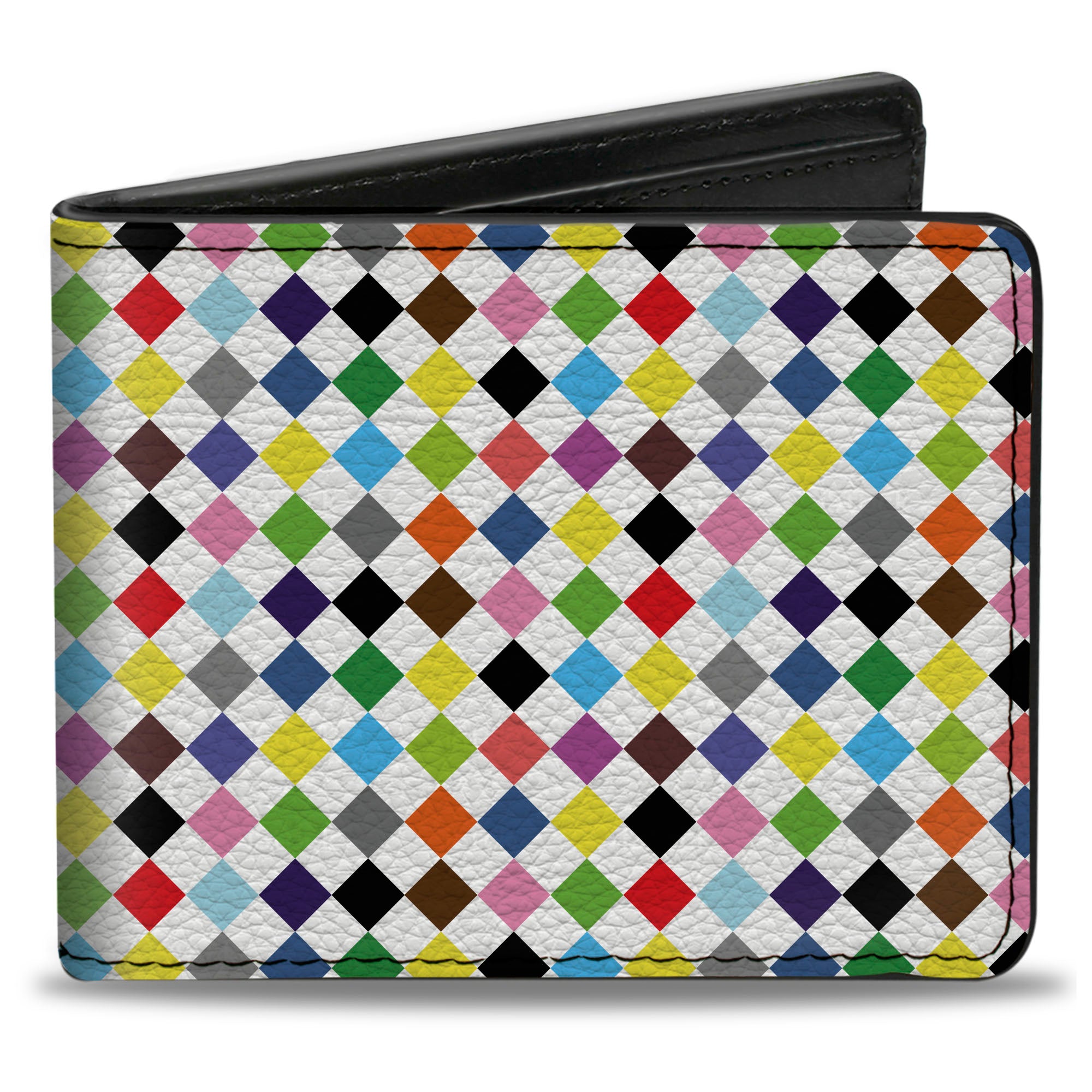 Bi-Fold Wallet - Diamonds White Multi Color Bi-Fold Wallets Buckle-Down