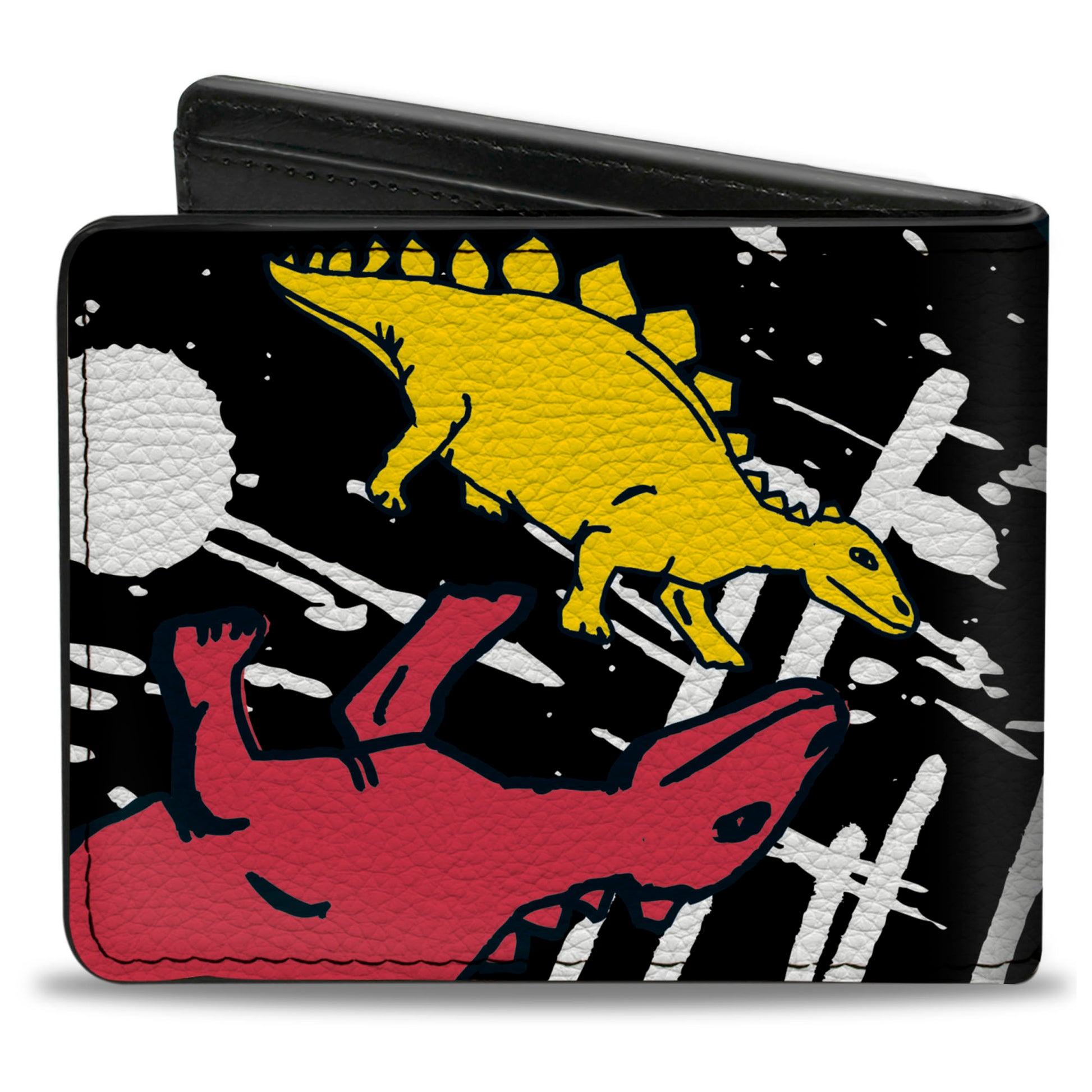 Bi-Fold Wallet - Dinosaurs Paint Splatter Black White Multi Color Bi-Fold Wallets Buckle-Down