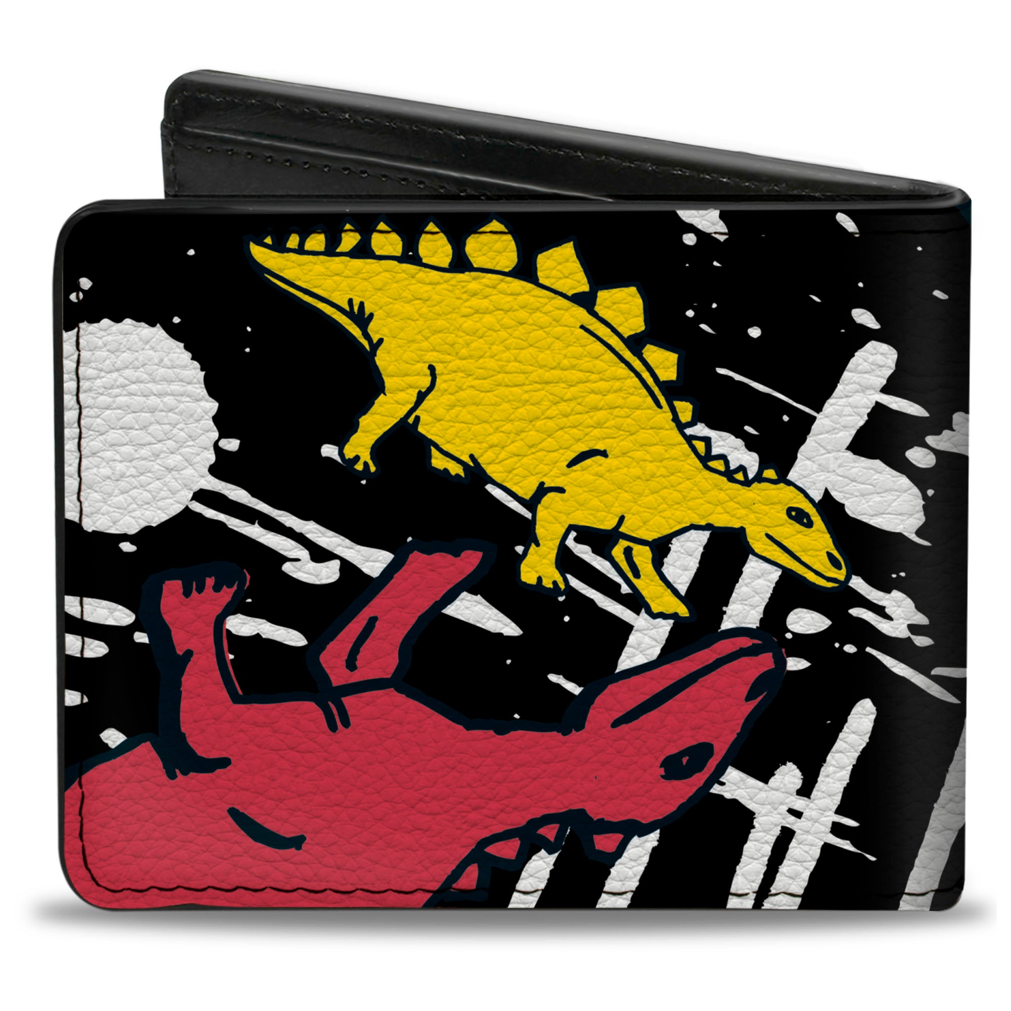 Bi-Fold Wallet - Dinosaurs Paint Splatter Black White Multi Color Bi-Fold Wallets Buckle-Down