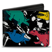 Bi-Fold Wallet - Dinosaurs Paint Splatter Black White Multi Color Bi-Fold Wallets Buckle-Down