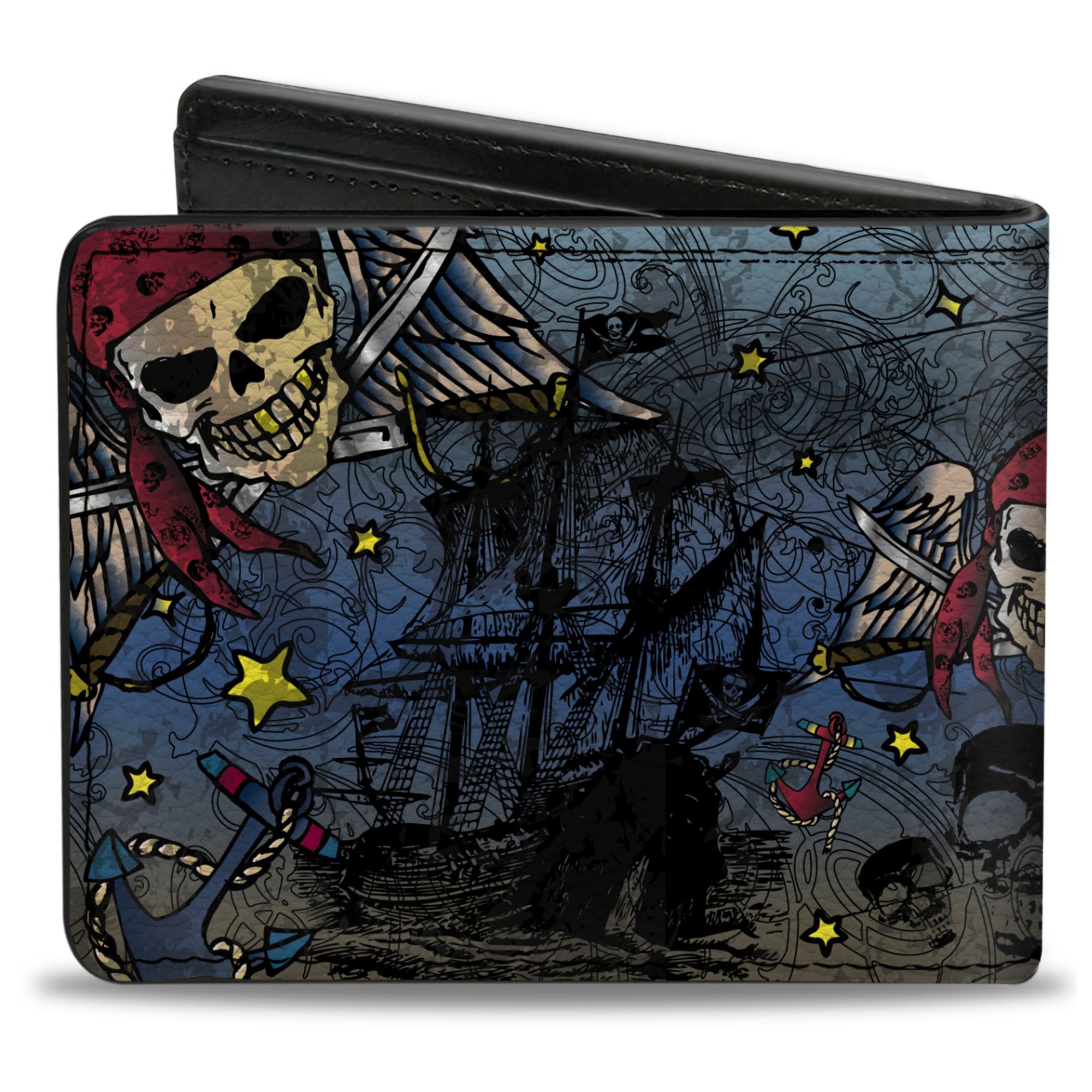 Bi-Fold Wallet - Dead Men Tell No Tales CLOSE-UP Turquoise